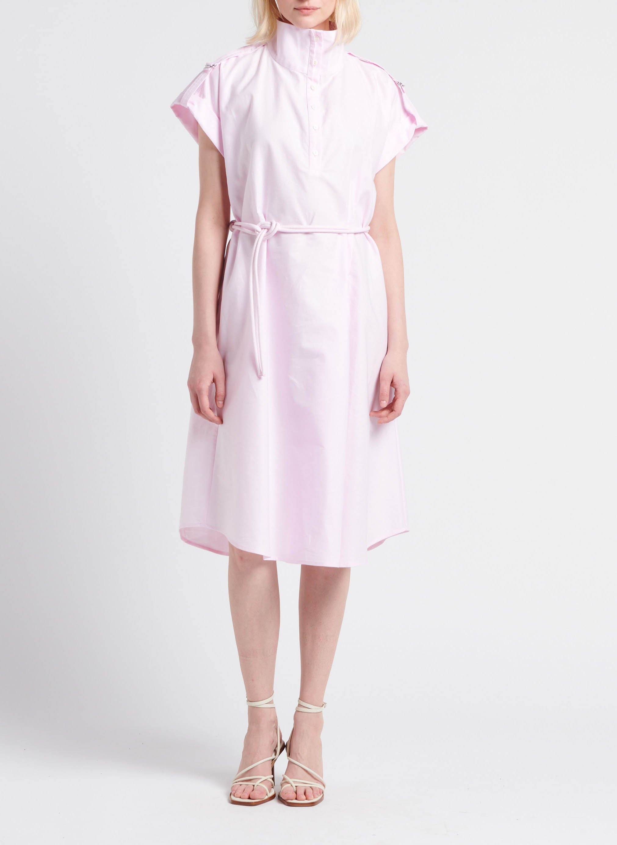 Halflange, asymmetrische jurk van biokatoen VALENTINE GAUTHIER Roze