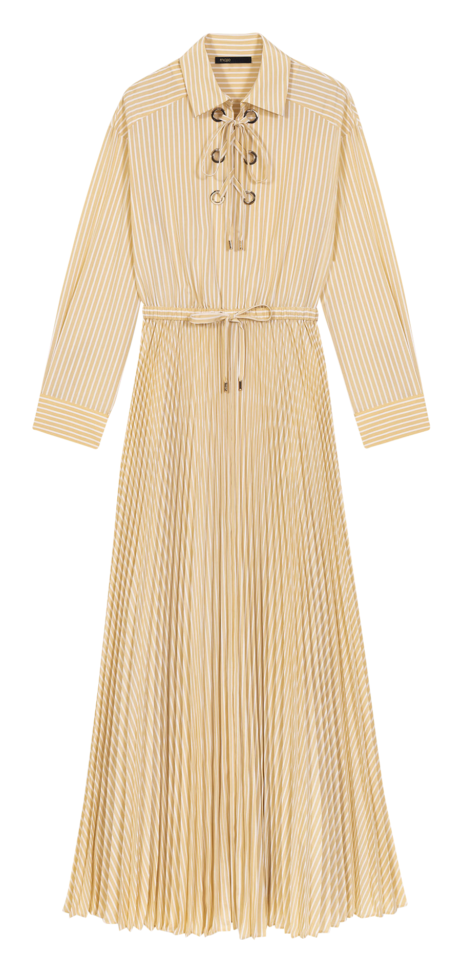 Lange jurk met klassieke kraag MAJE Geel