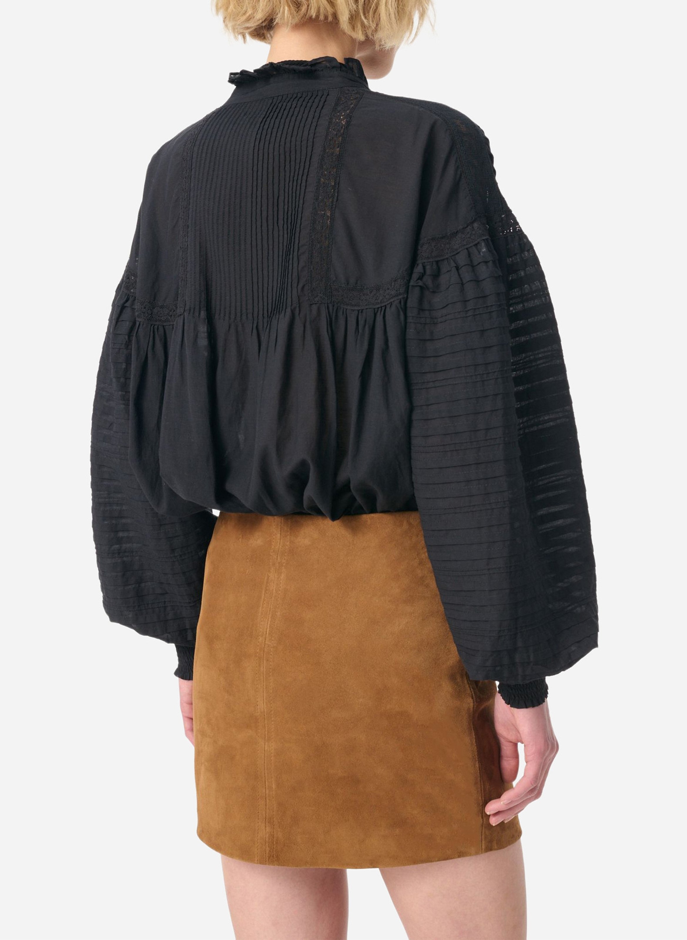 Blouse col victorien droite en coton mélangé VANESSA BRUNO Noir