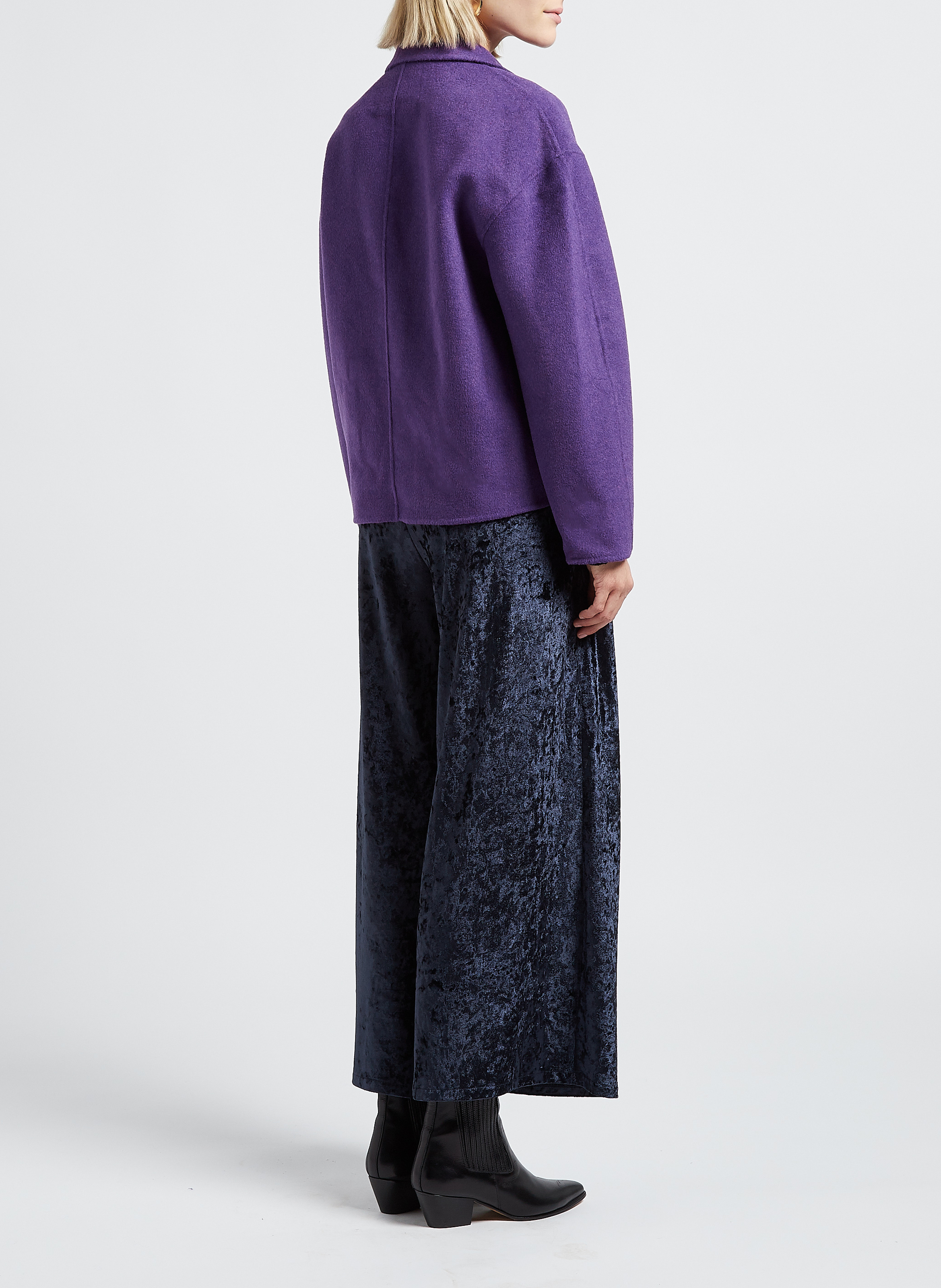 Wide-leg velvet pants THE NEW SOCIETY Blue