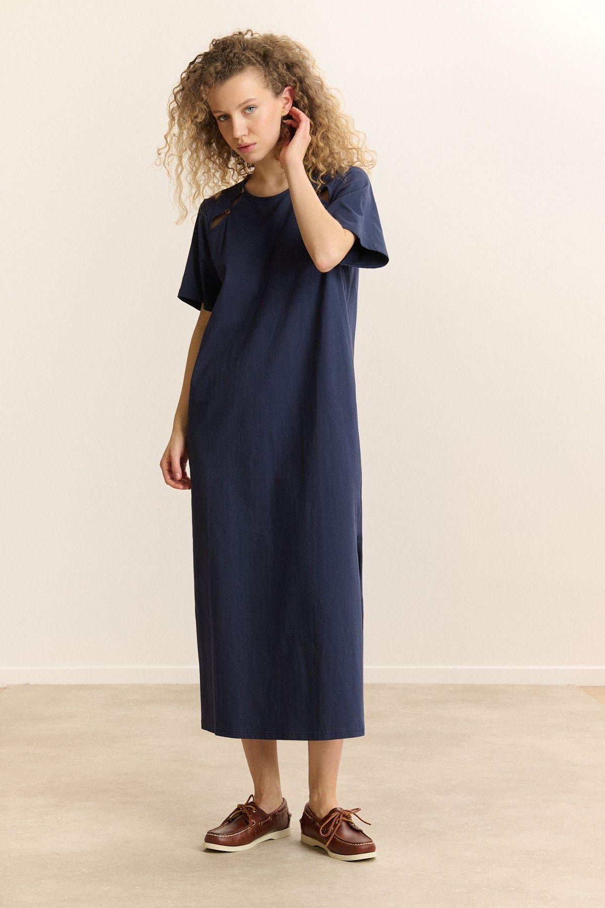 Short-sleeve midi jersey dress GARANCE PARIS Blue