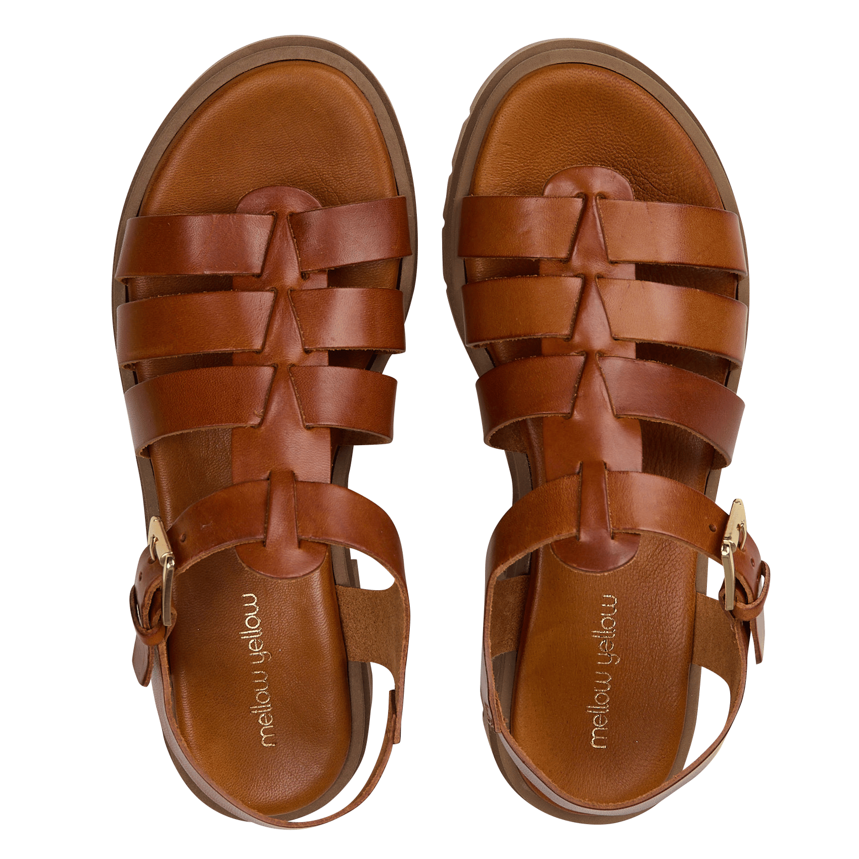 Aouda flat leather sandals MELLOW YELLOW Brown