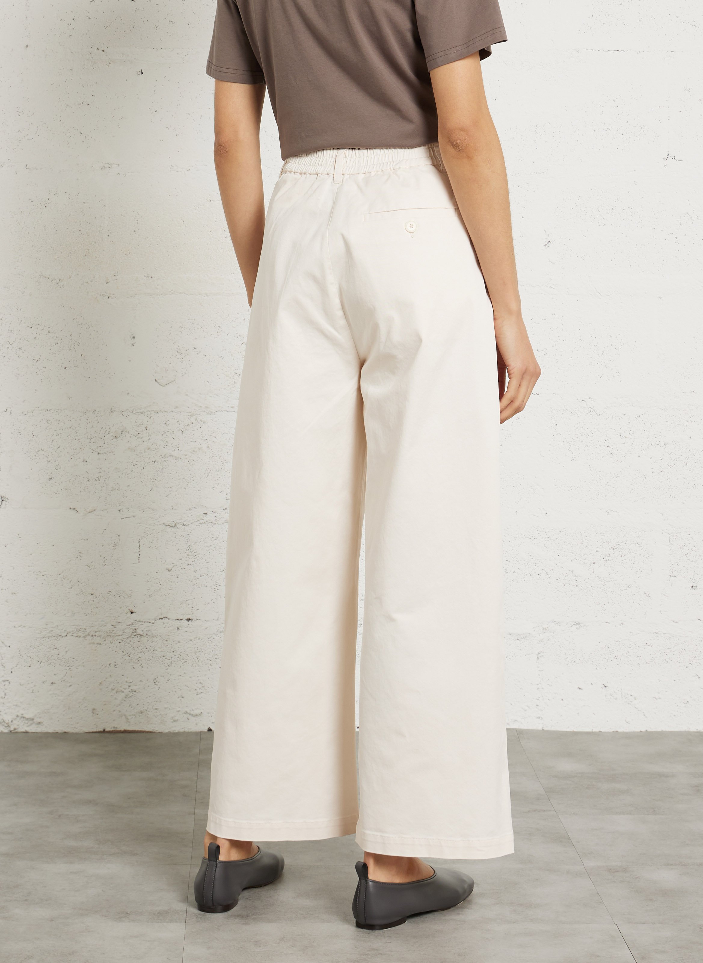 Weite Hose aus Baumwoll-Mix mit hohem Bund RUE DE TOKYO Beige