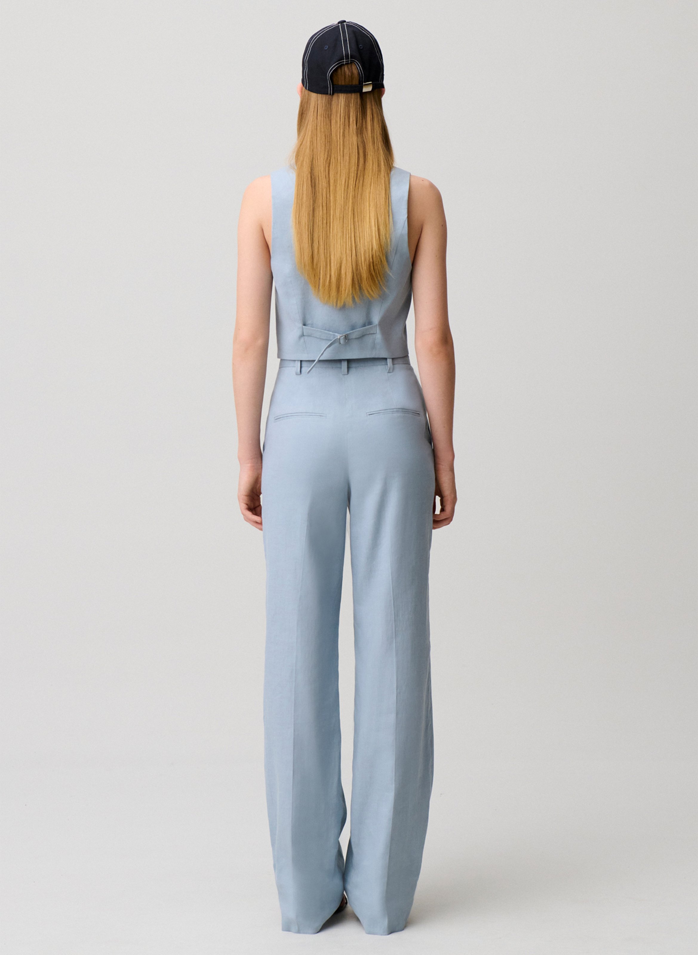 Einfarbige, gerade geschnittene Taillenhose CLAUDIE PIERLOT Blau