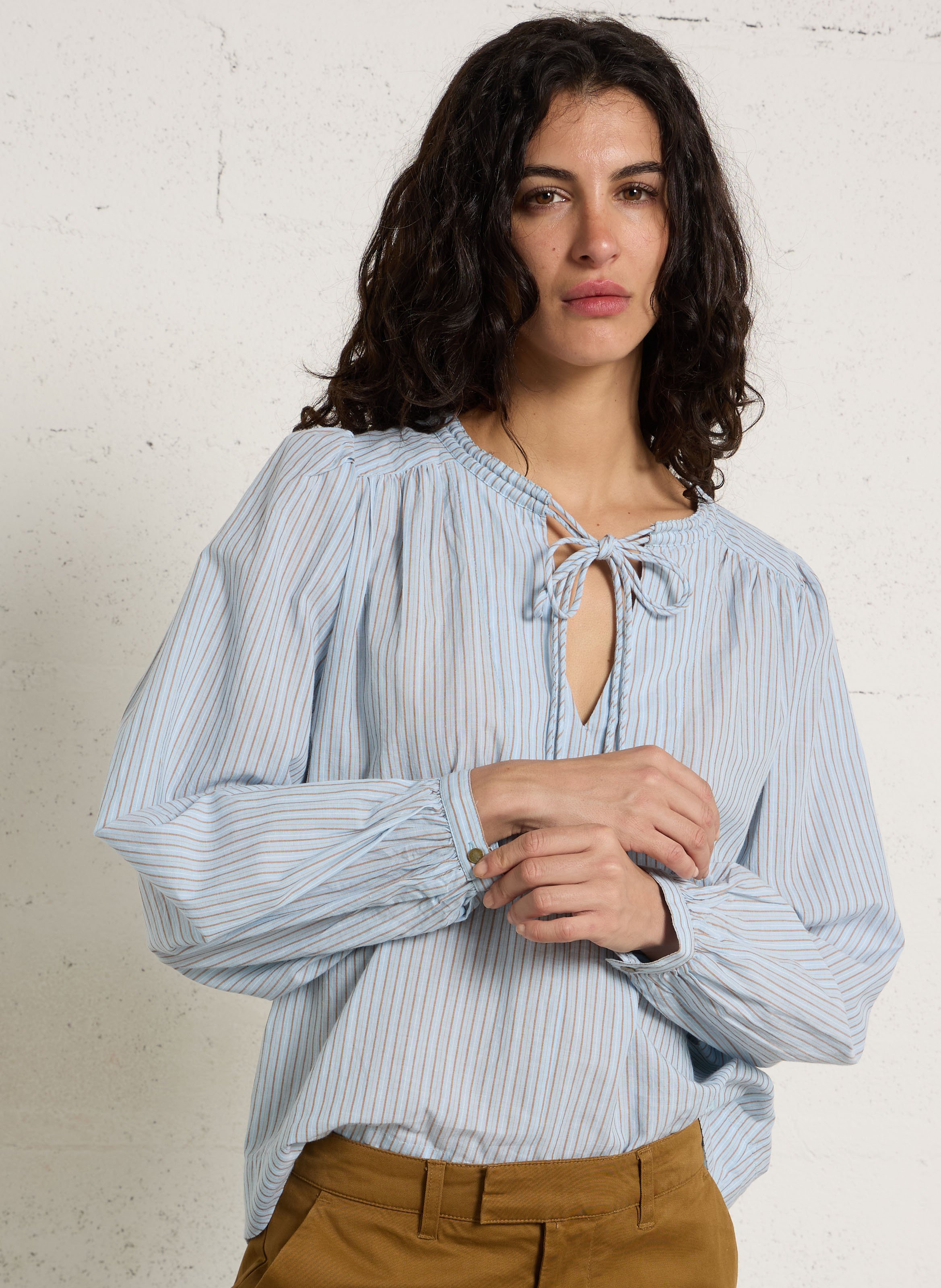 Bluse mit türkischem Kragen aus Bio-Baumwolle LEON & HARPER