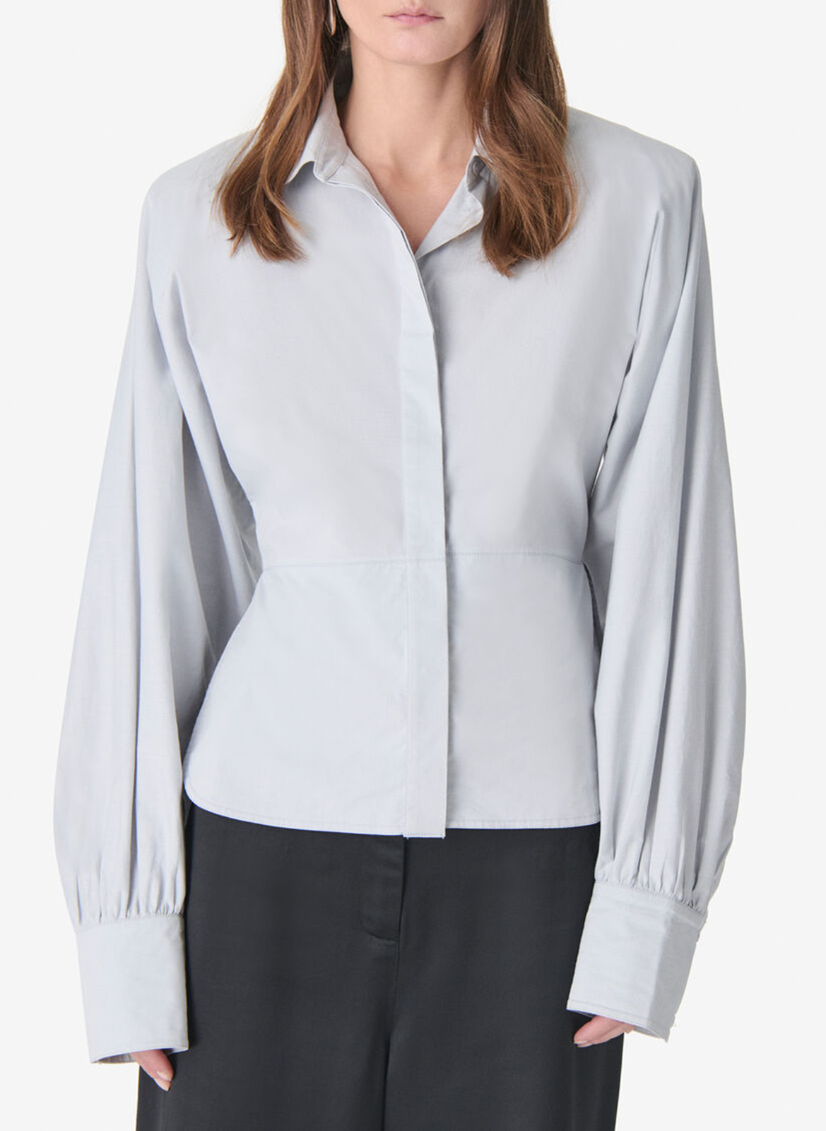 Blouse met klassieke kraag - katoenblend IRO Grijs