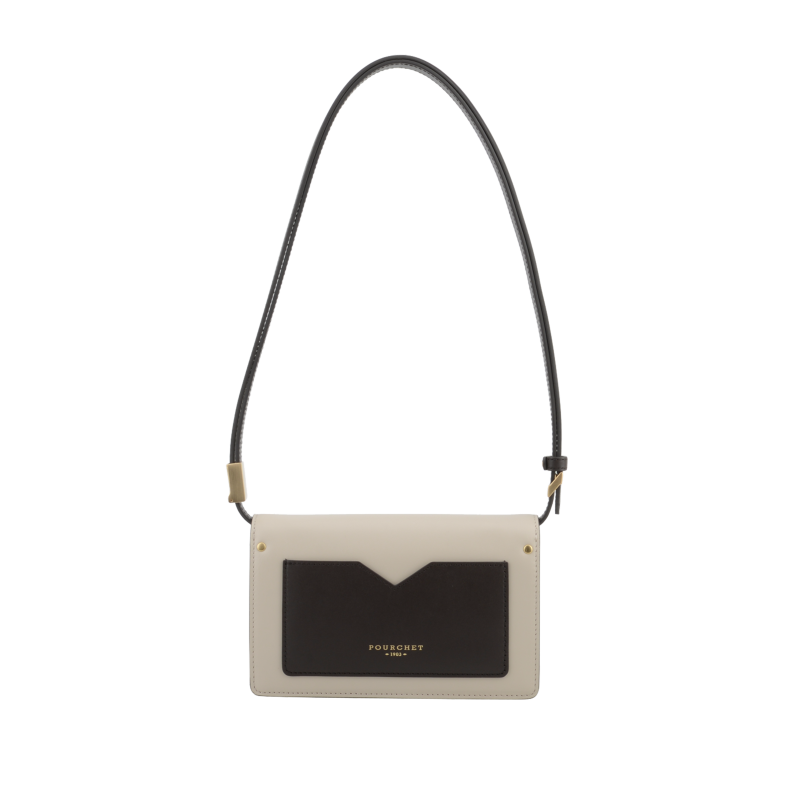 Crossbody bag in smooth leather POURCHET Multicolored