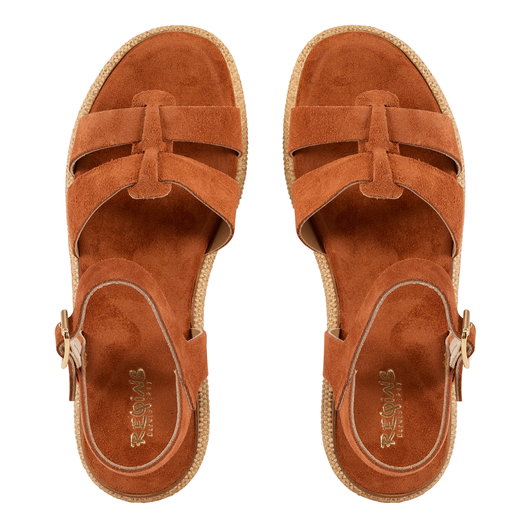 Sandales compensées en cuir velours REQINS Orange