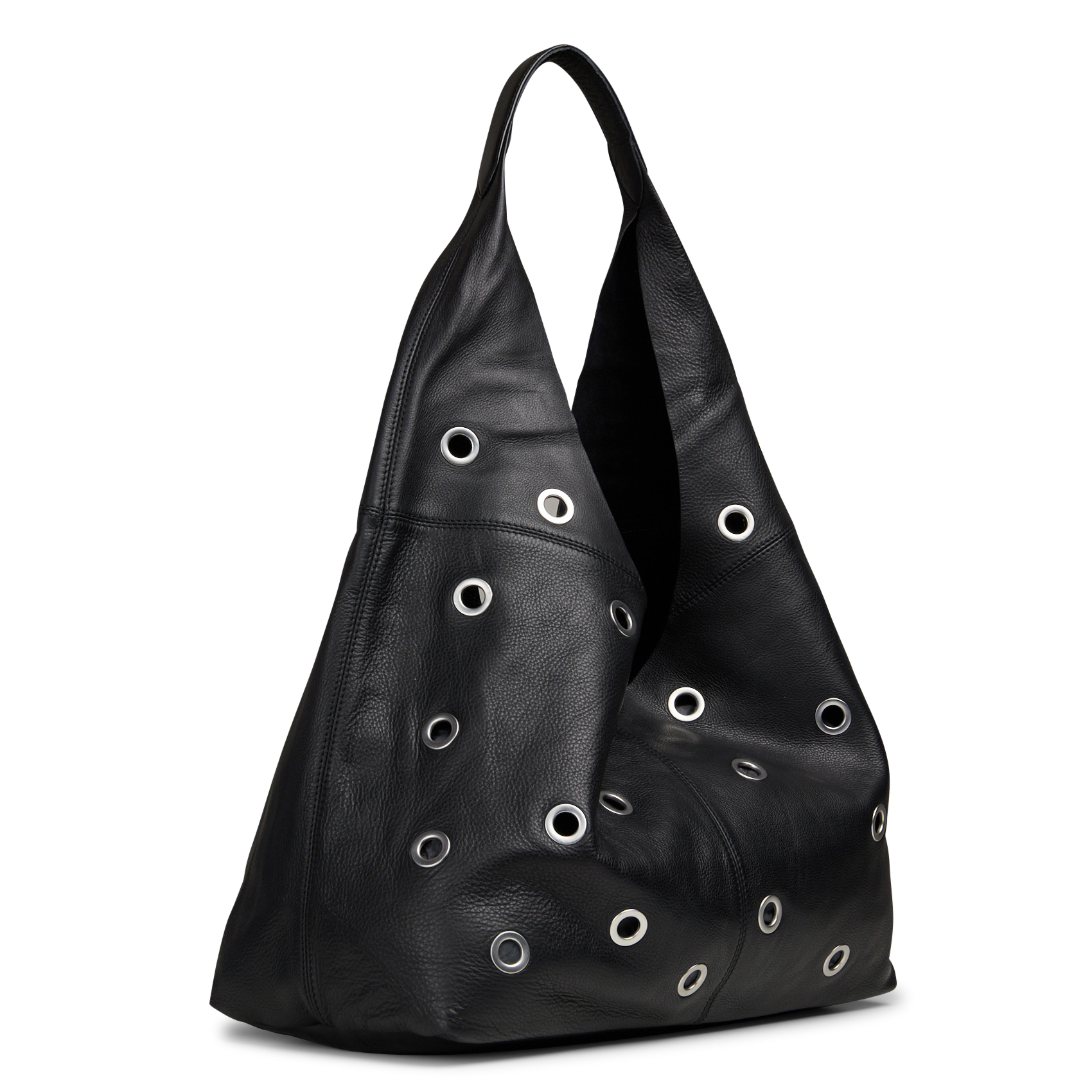 Soft leather hobo bag with eyelets IKKS Black