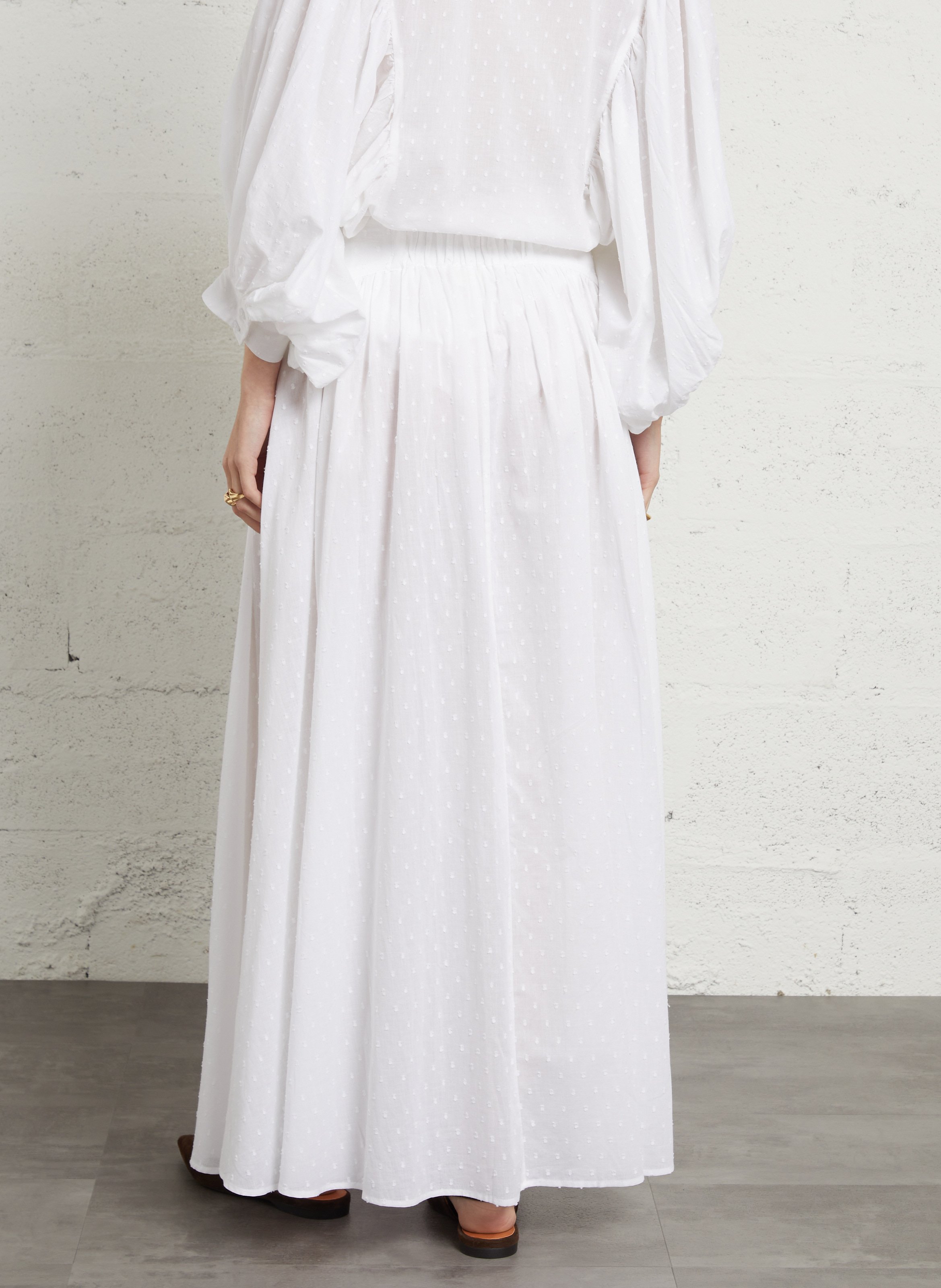 Jupe midi ample à rayures RAE ANTWERP Blanc