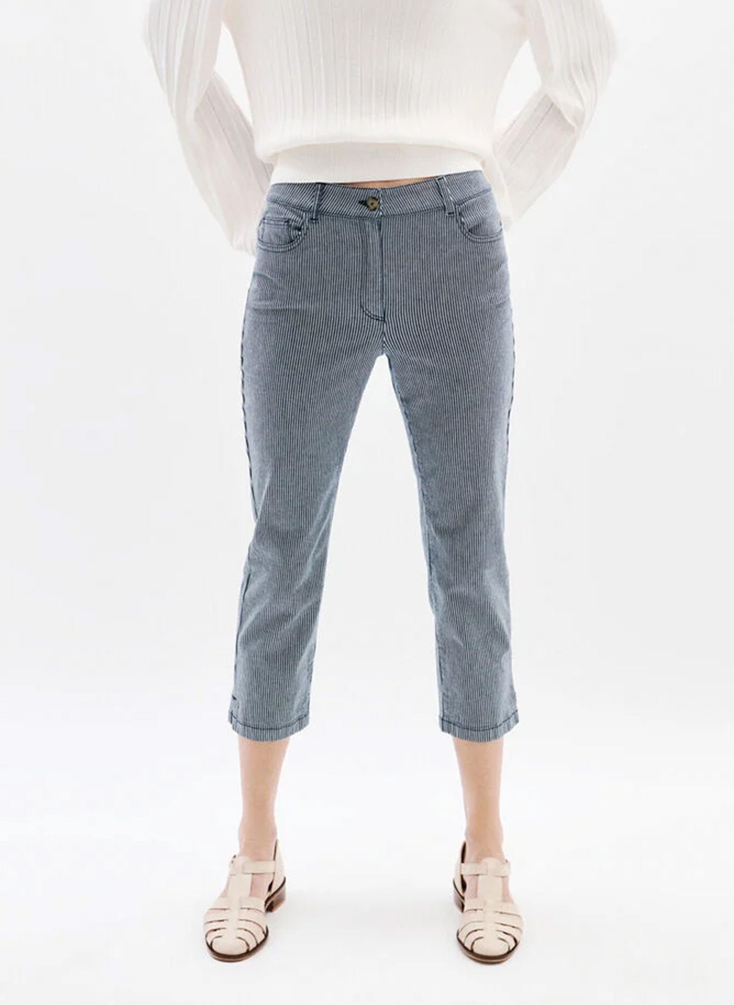 Striped cropped pants CAROLL Blue