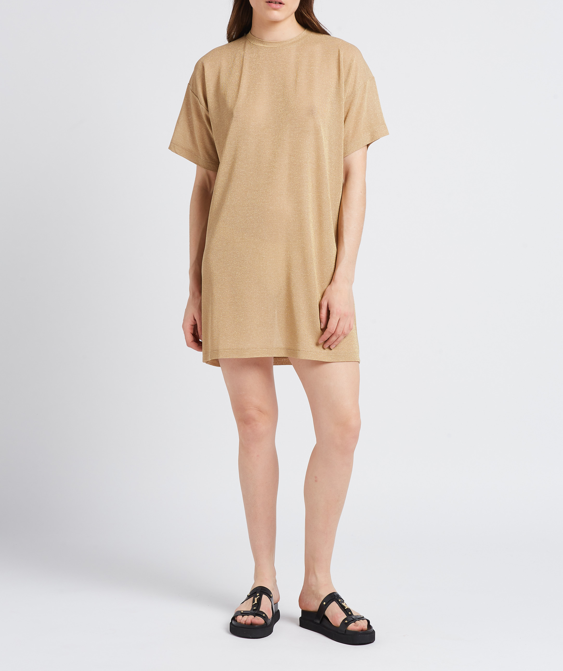 Straight round-neck midi dress PLEASE Golden