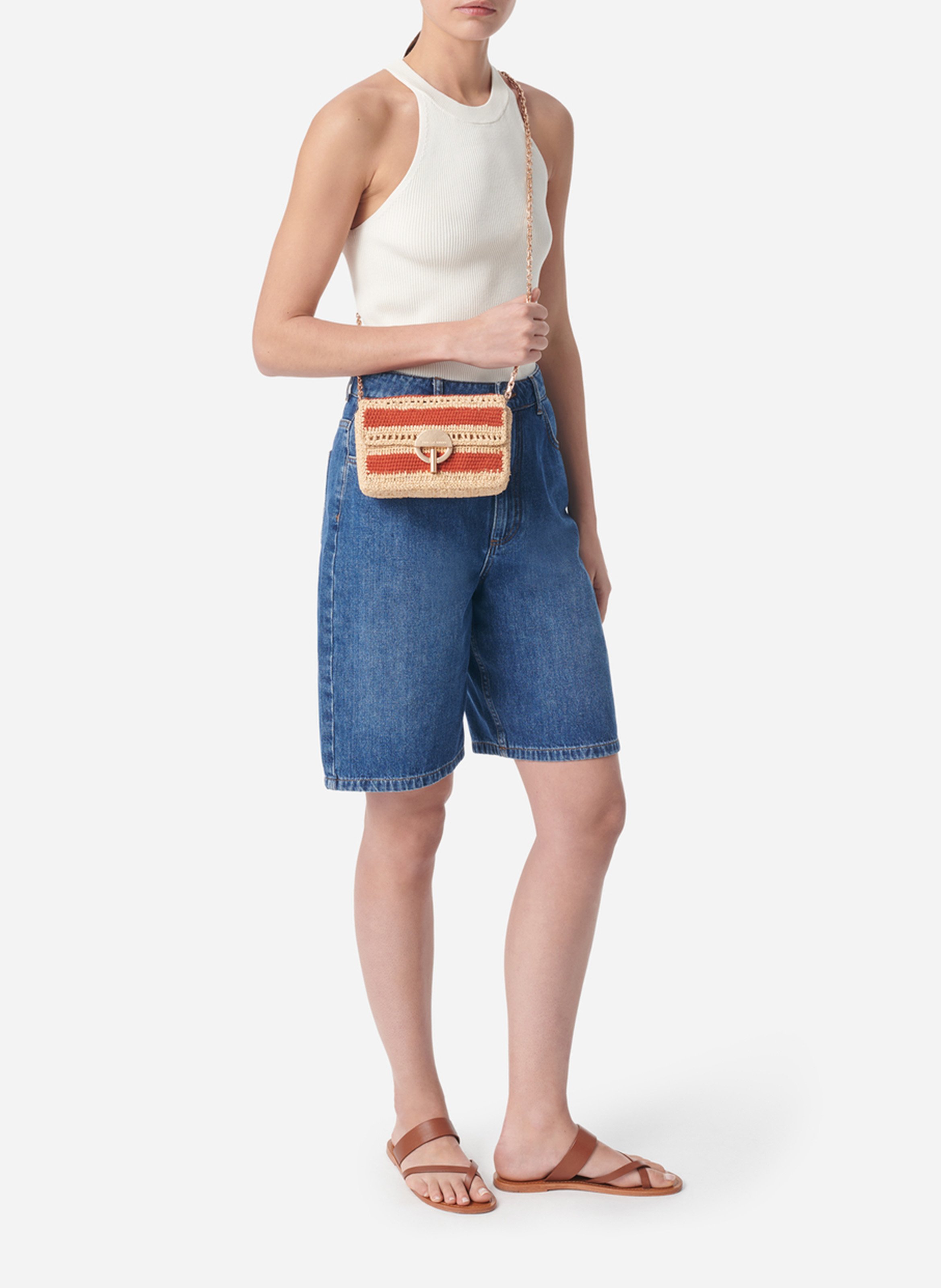Clutch aus Bast VANESSA BRUNO Orange