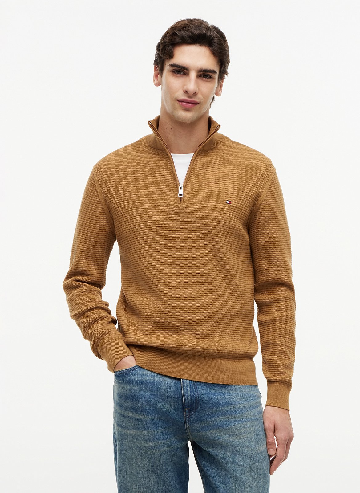 Sweat en maille col montant zippé TOMMY HILFIGER