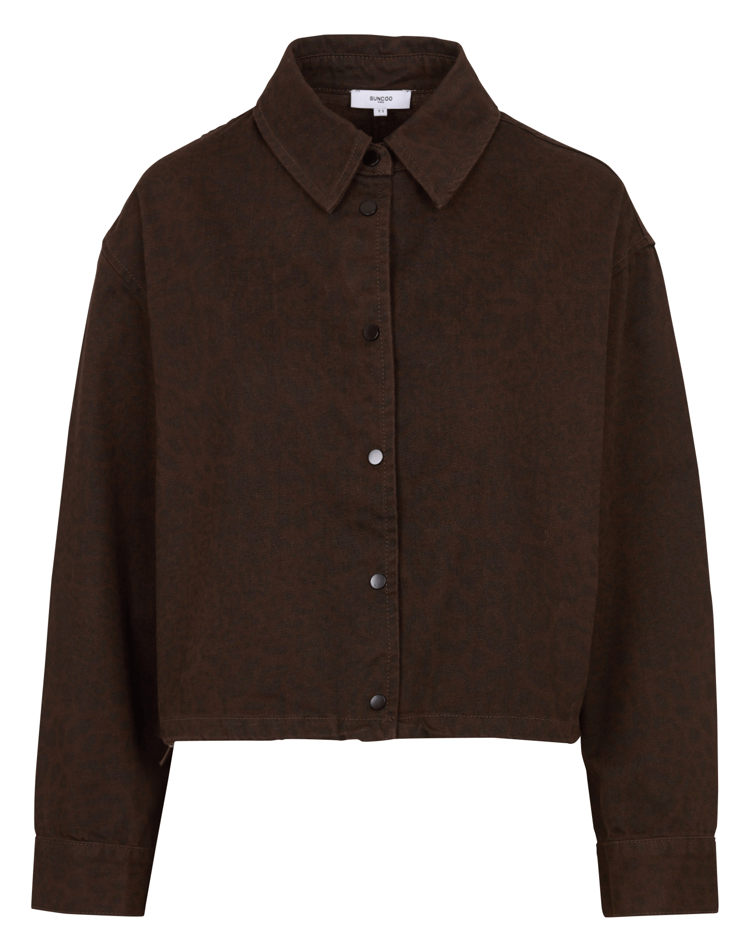 Oversized jack met klassieke kraag van bedrukte katoenmix | Bruin SUNCOO Dames