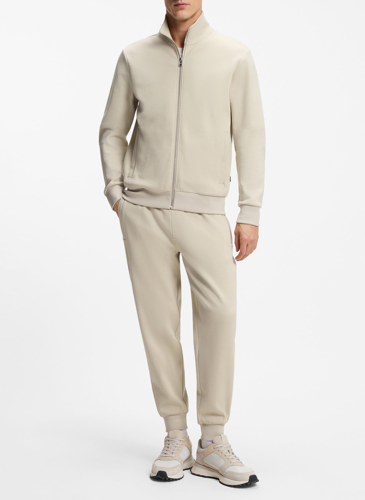 Straight cotton-blend sweatshirt BOSS Beige