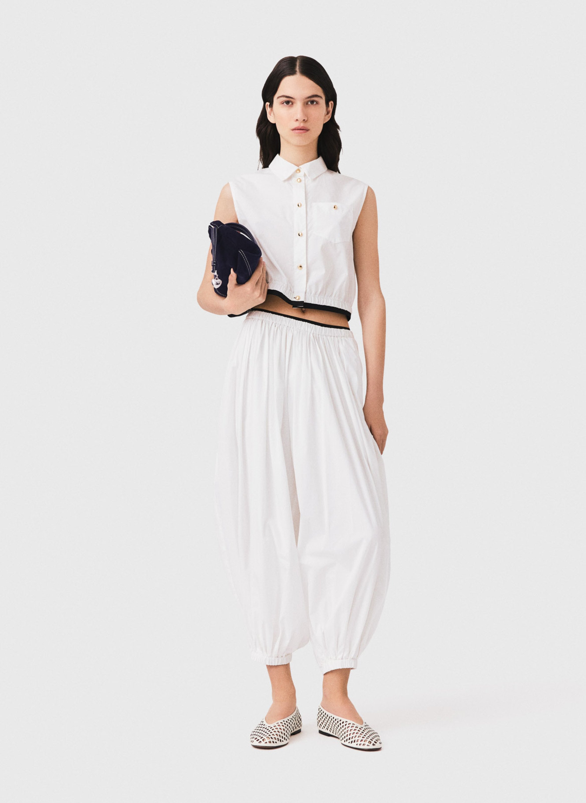 Chemise droite en coton MAJE Blanc