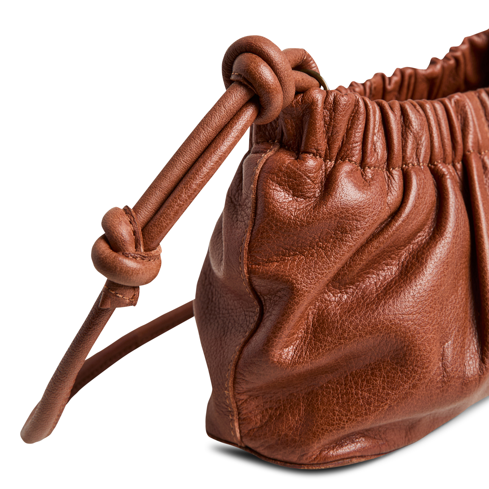 Leather shoulder bag PIECES Brown