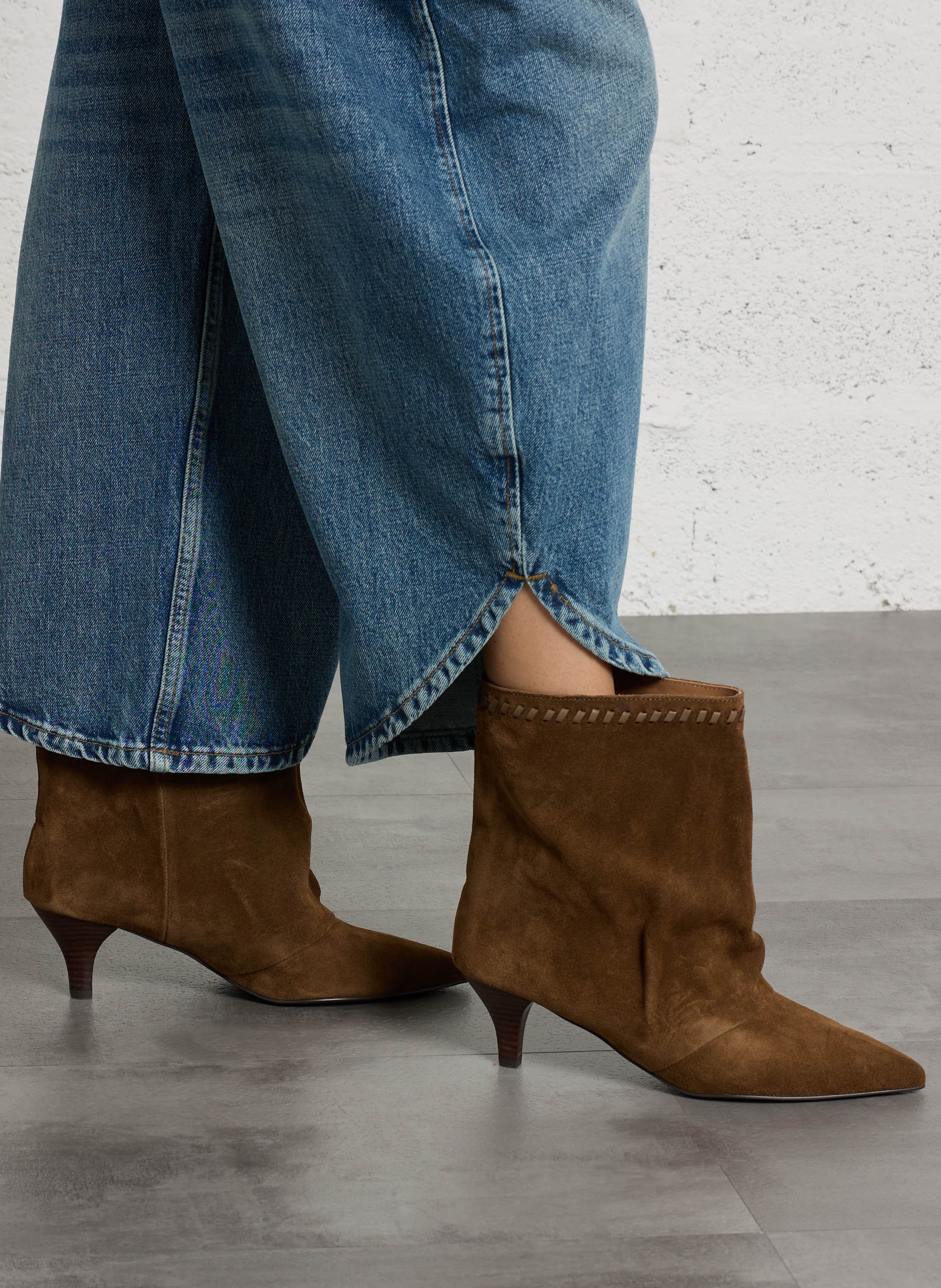 Suede leather ankle boots TORAL Brown