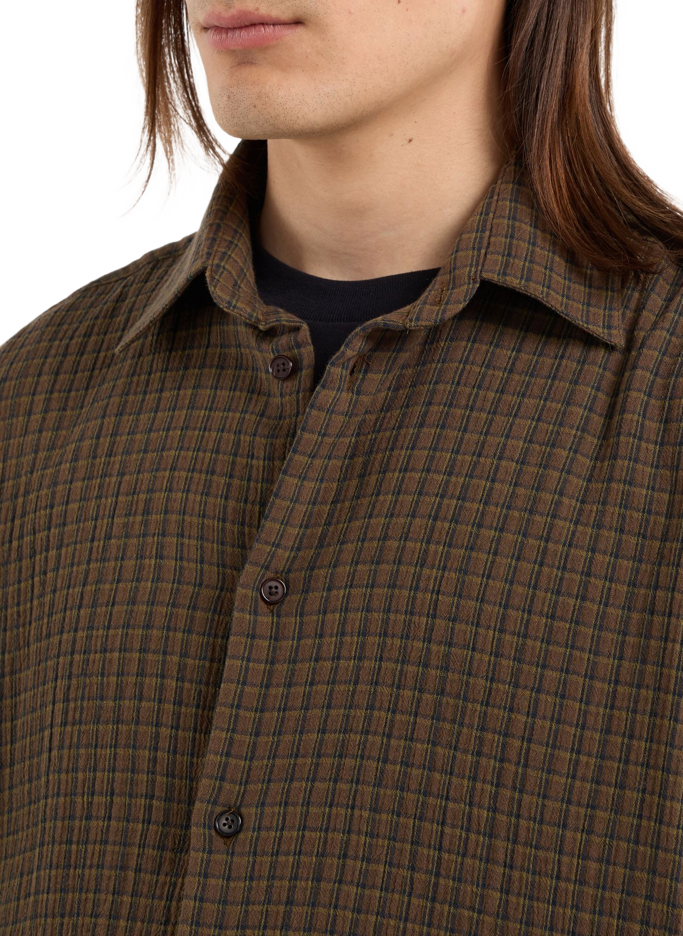 Cotton shirt with classic collar SAISON 1865 Khaki