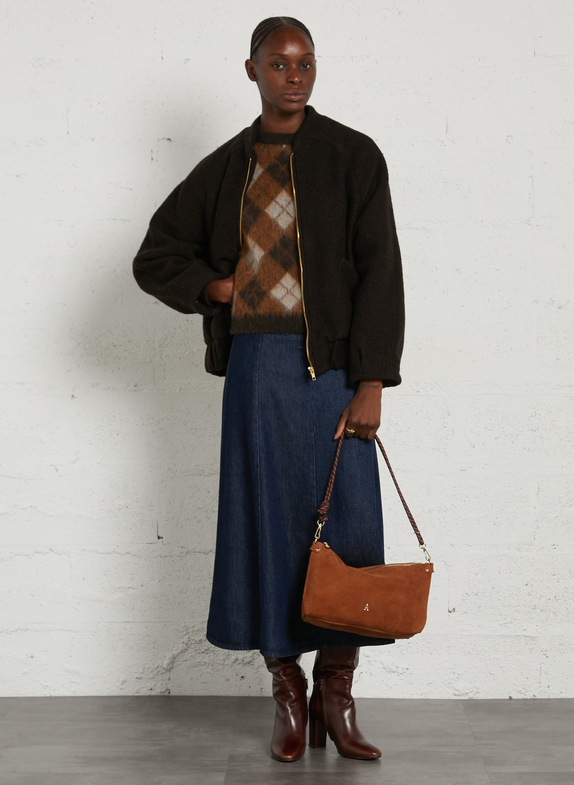 Schultertasche aus Lammleder CRAIE STUDIO Beige