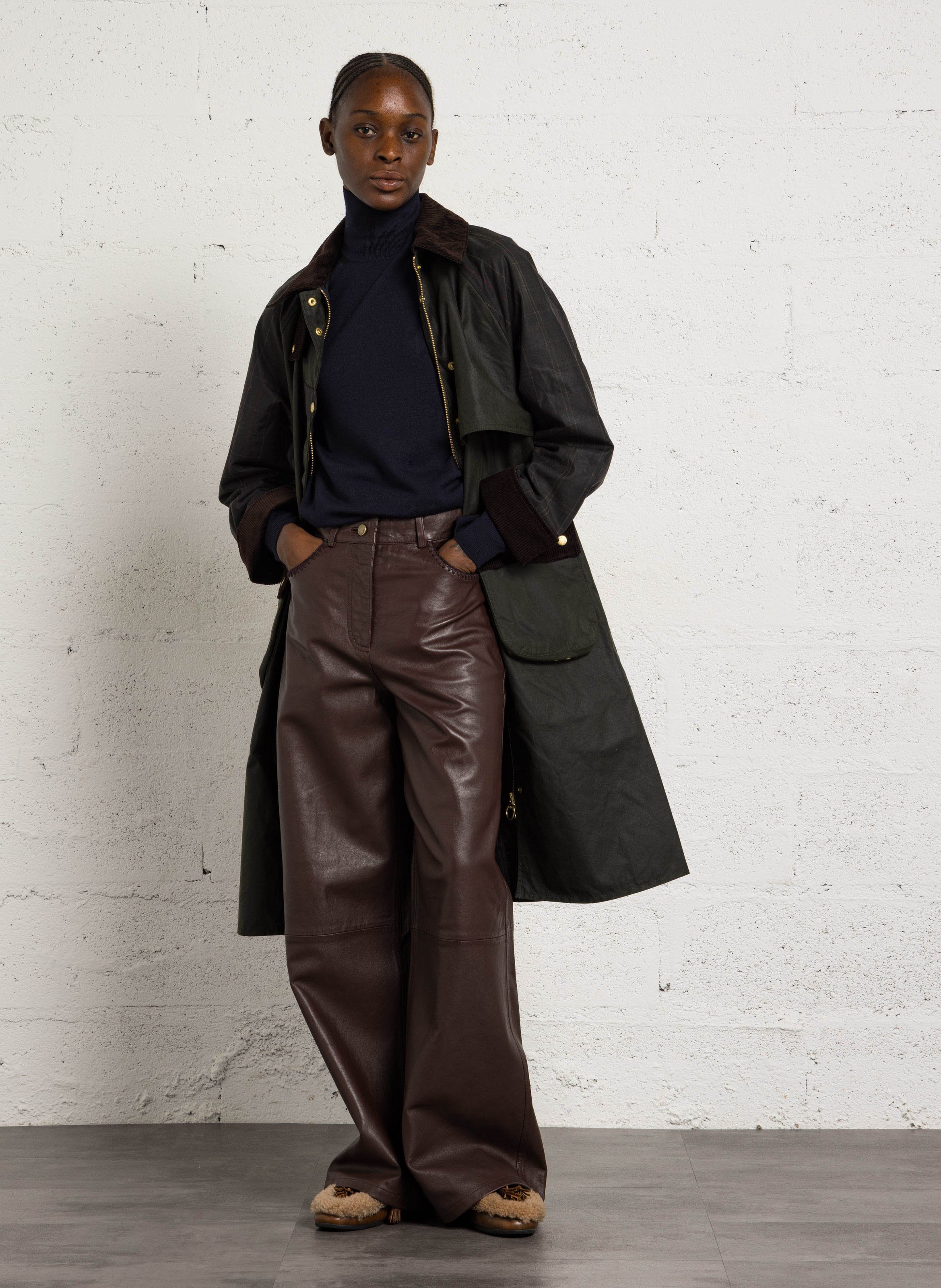 Gerader Parka mit klassischem Kragen aus Baumwolle BARBOUR Khaki
