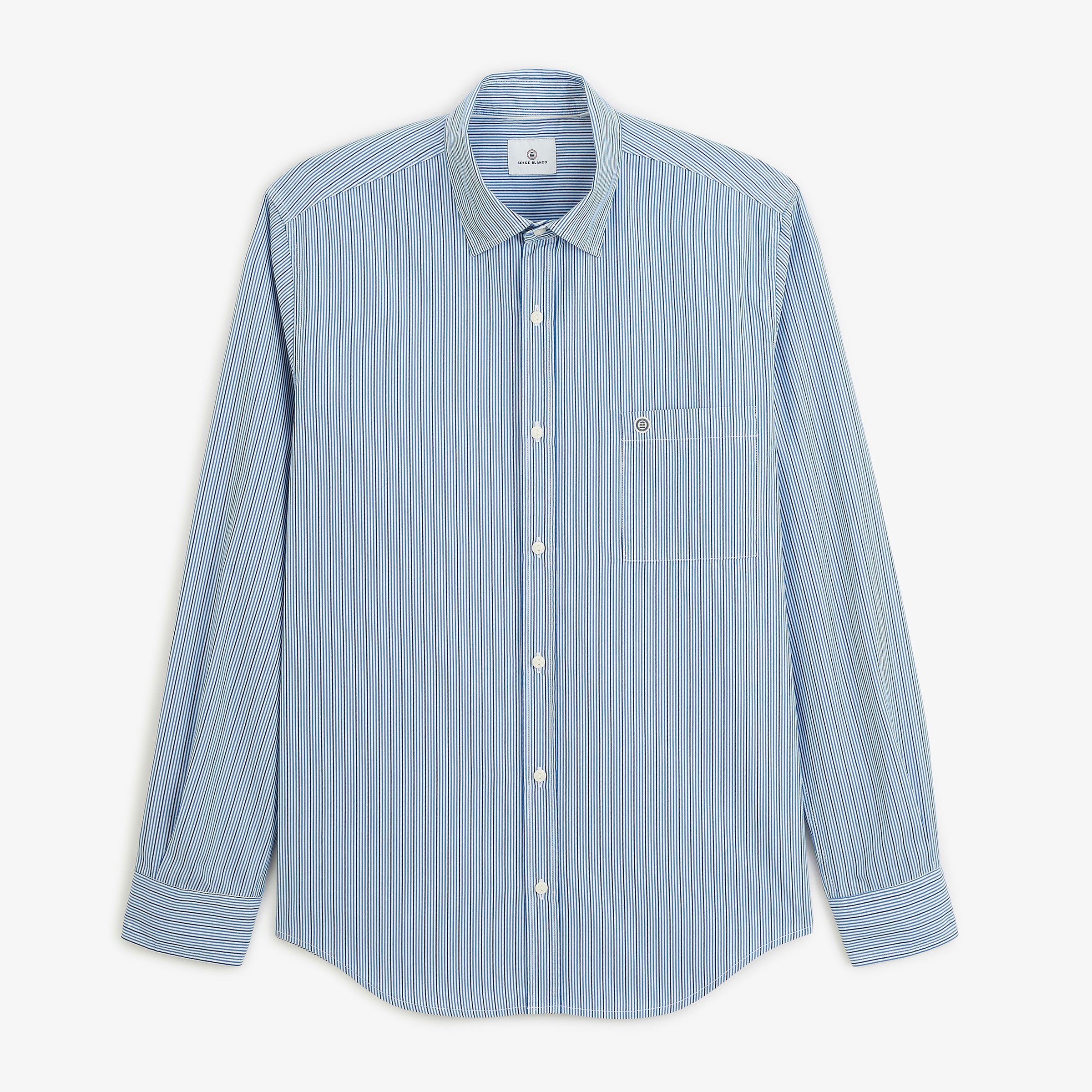 Long-sleeved blue striped cotton shirt SERGE BLANCO Blue