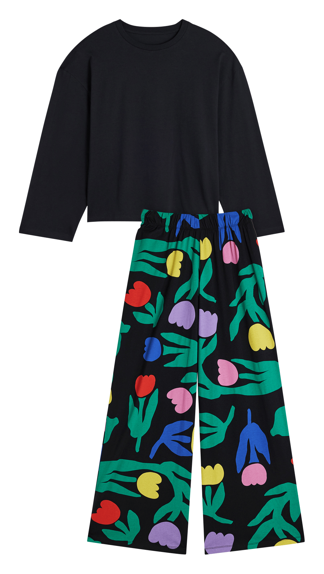 Ensemble de pyjama long ample imprimé WE ARE JOLIES Noir