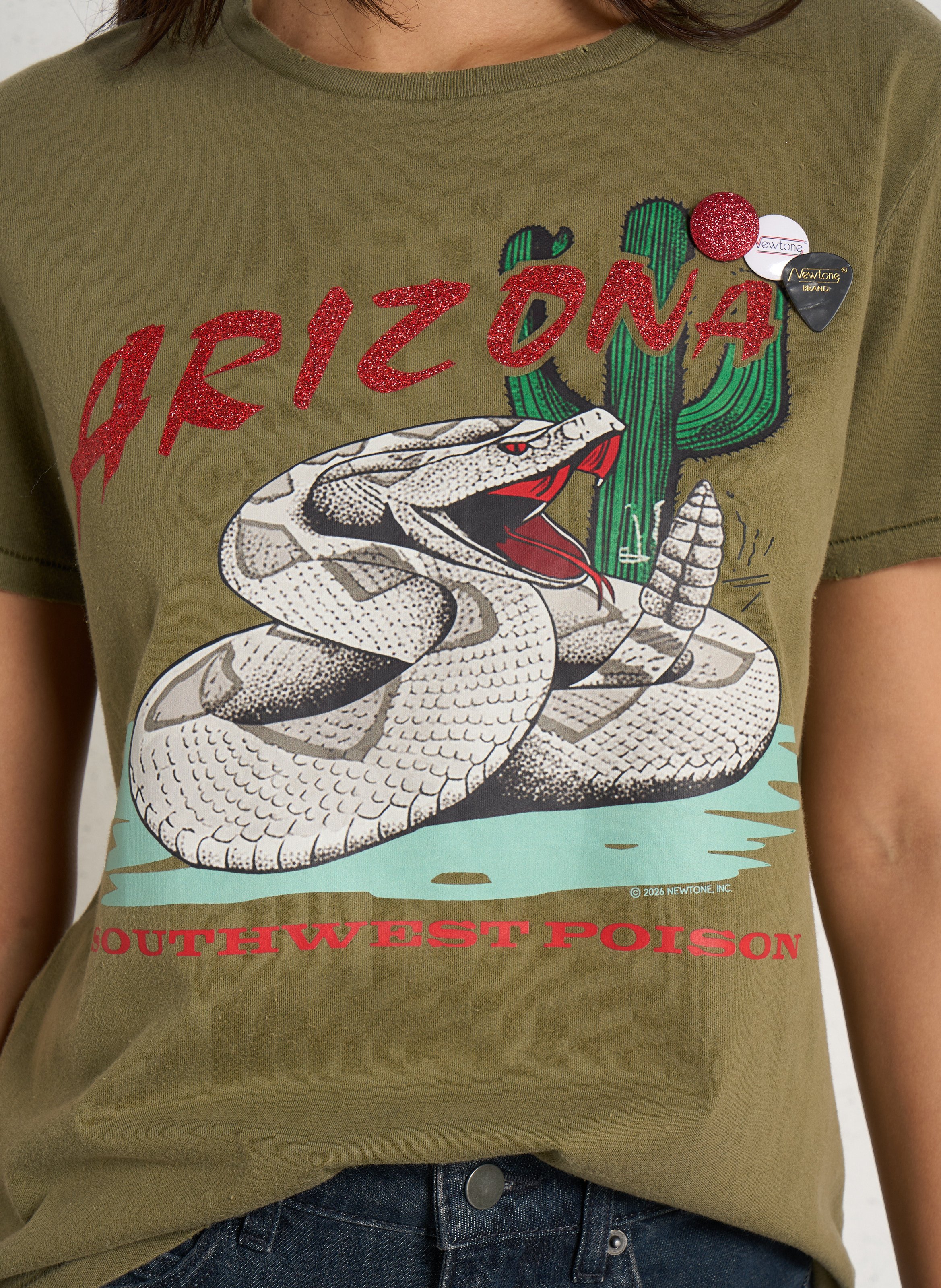 Regular-fit, katoenen T-shirt met ronde hals NEWTONE Kaki