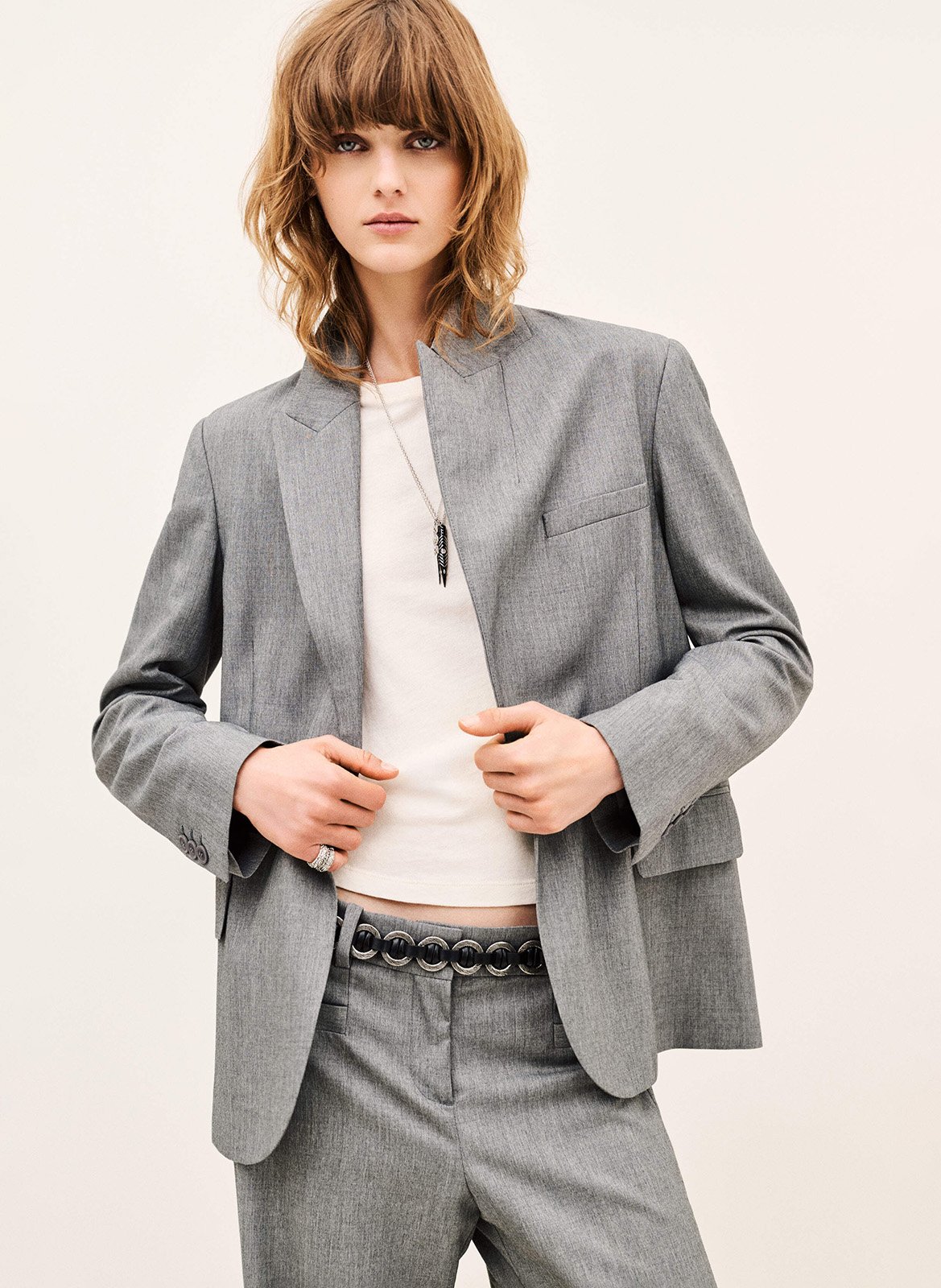 Veste tailleur oversize unie BA&SH Gris