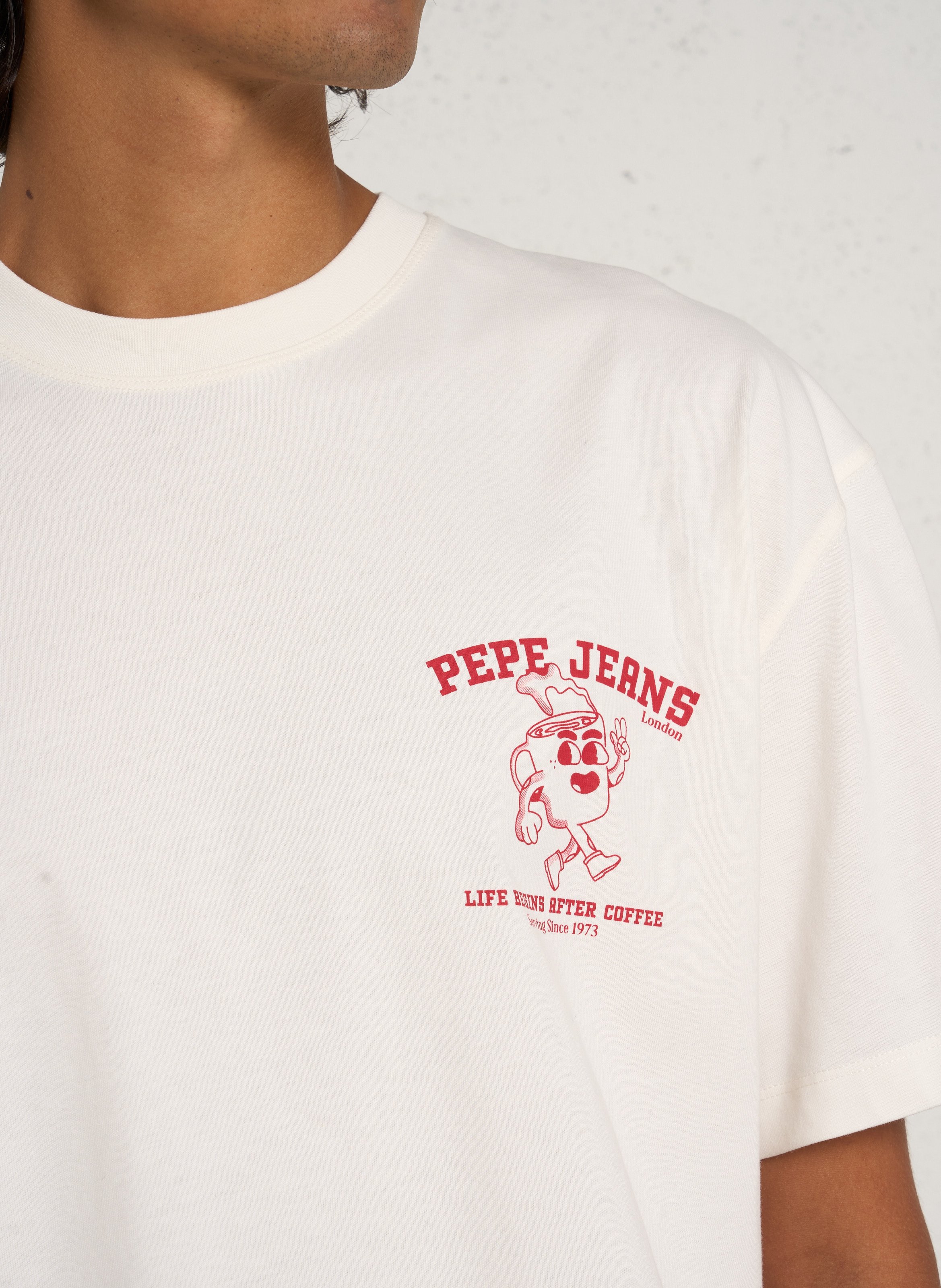 Katoenen T-shirt met zeefdruk PEPE JEANS Wit