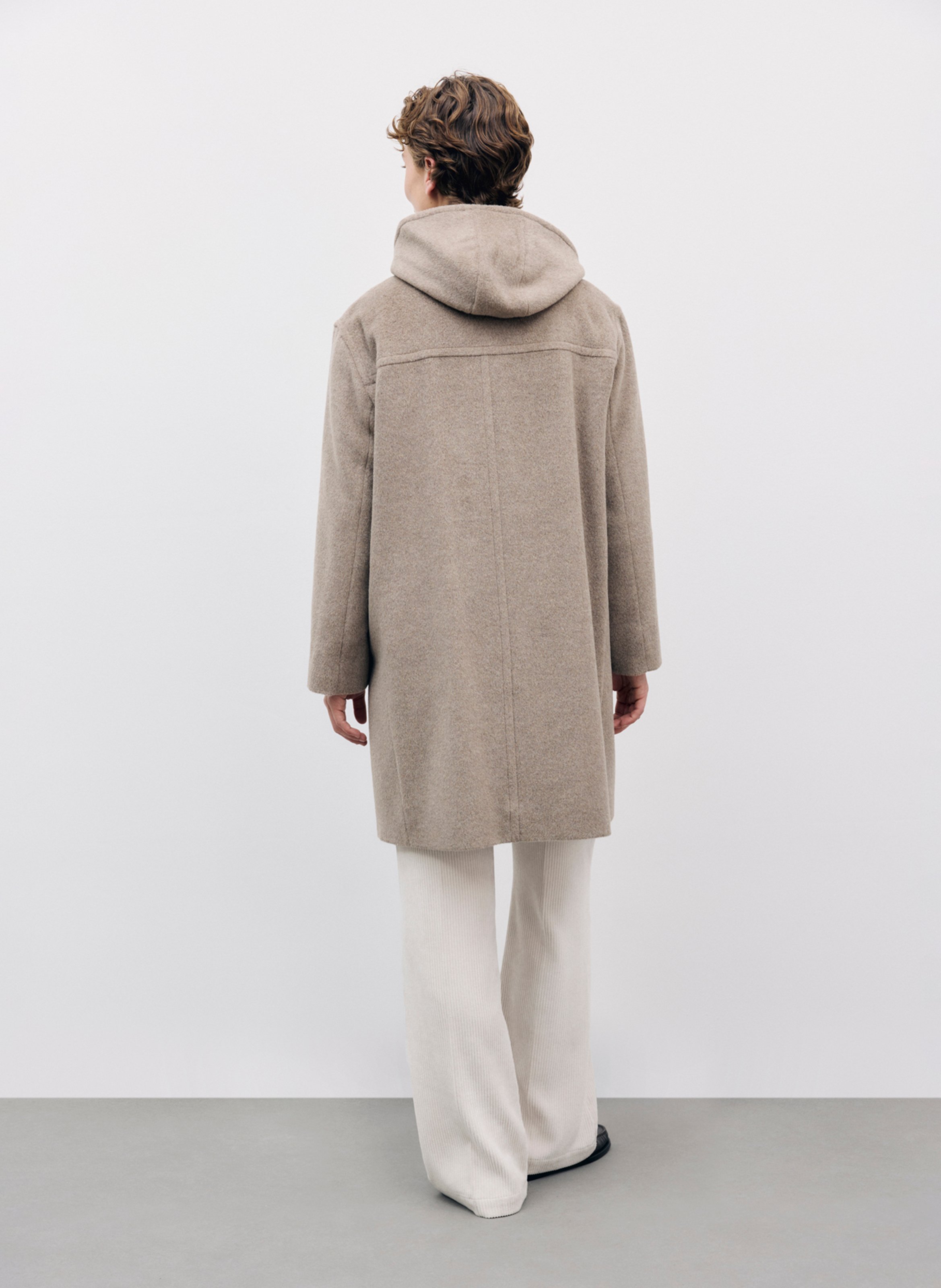 Straight wool coat with hood GERARD DAREL Brown