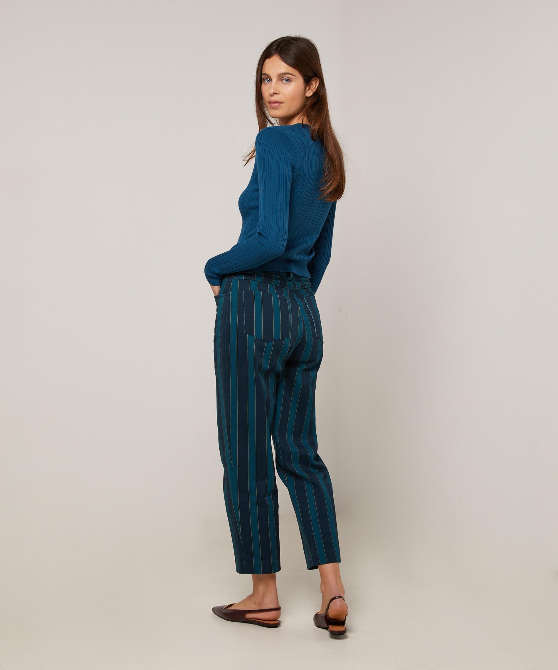 Straight-leg trousers in printed canvas RODIER Blue