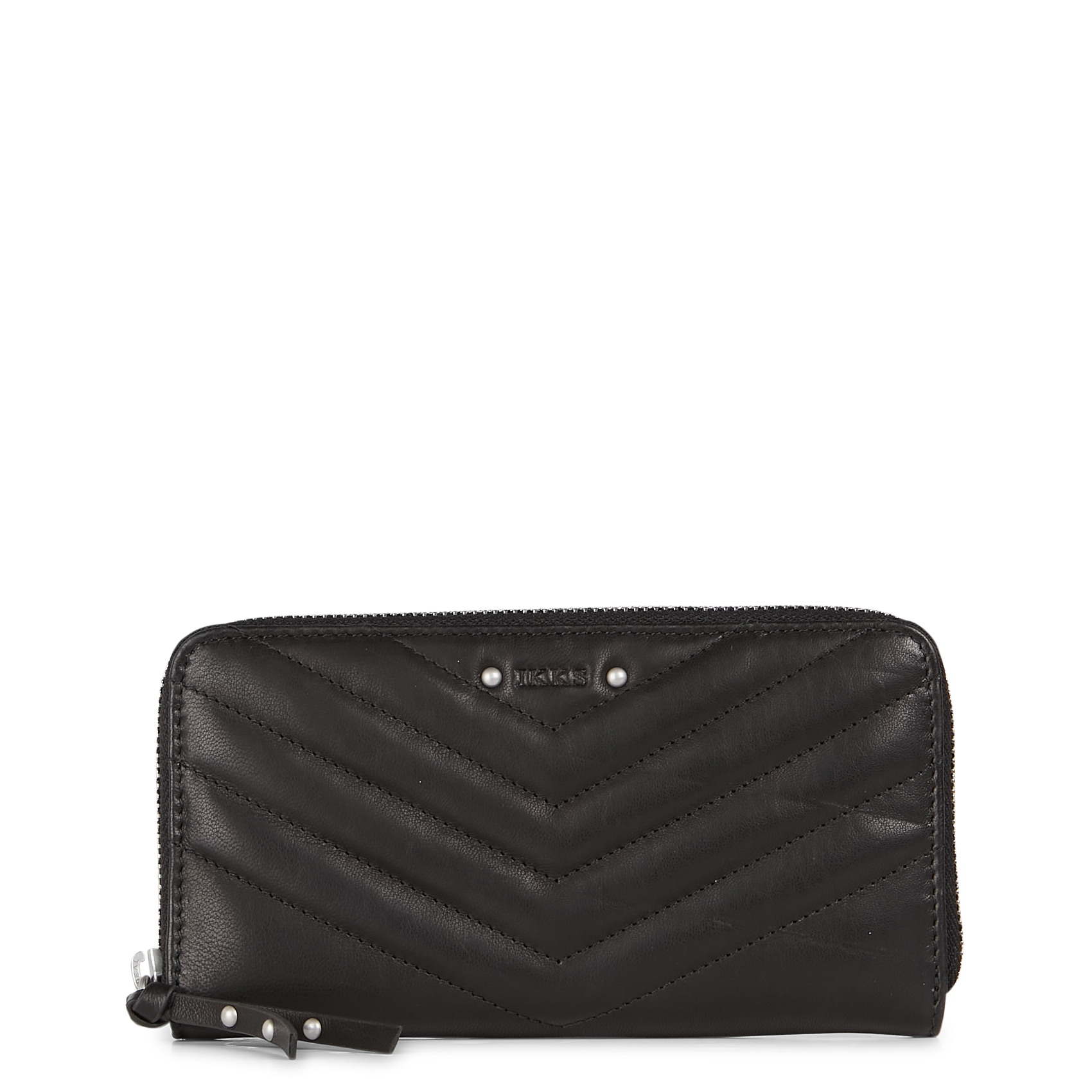 Portefeuille en cuir matelassé IKKS Noir