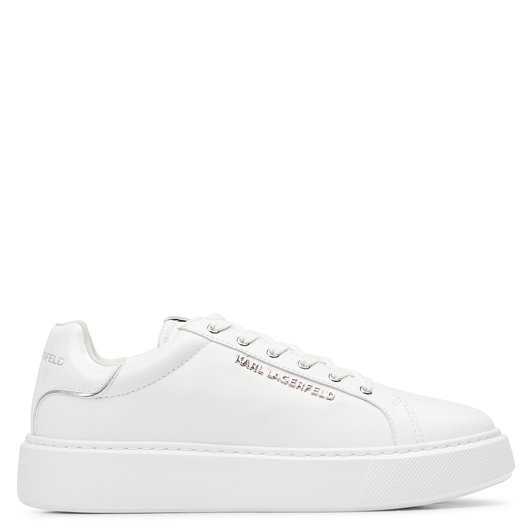 Low-top mixed leather trainers KARL LAGERFELD White