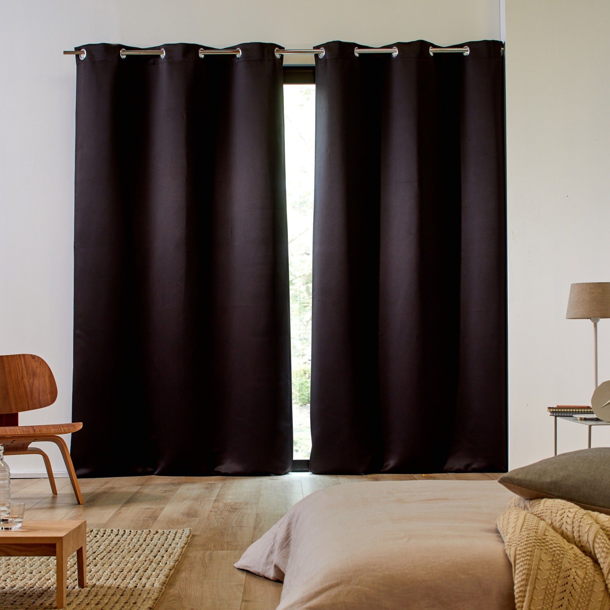 Pack of 2 blackout curtains with eyelets MADURA Black