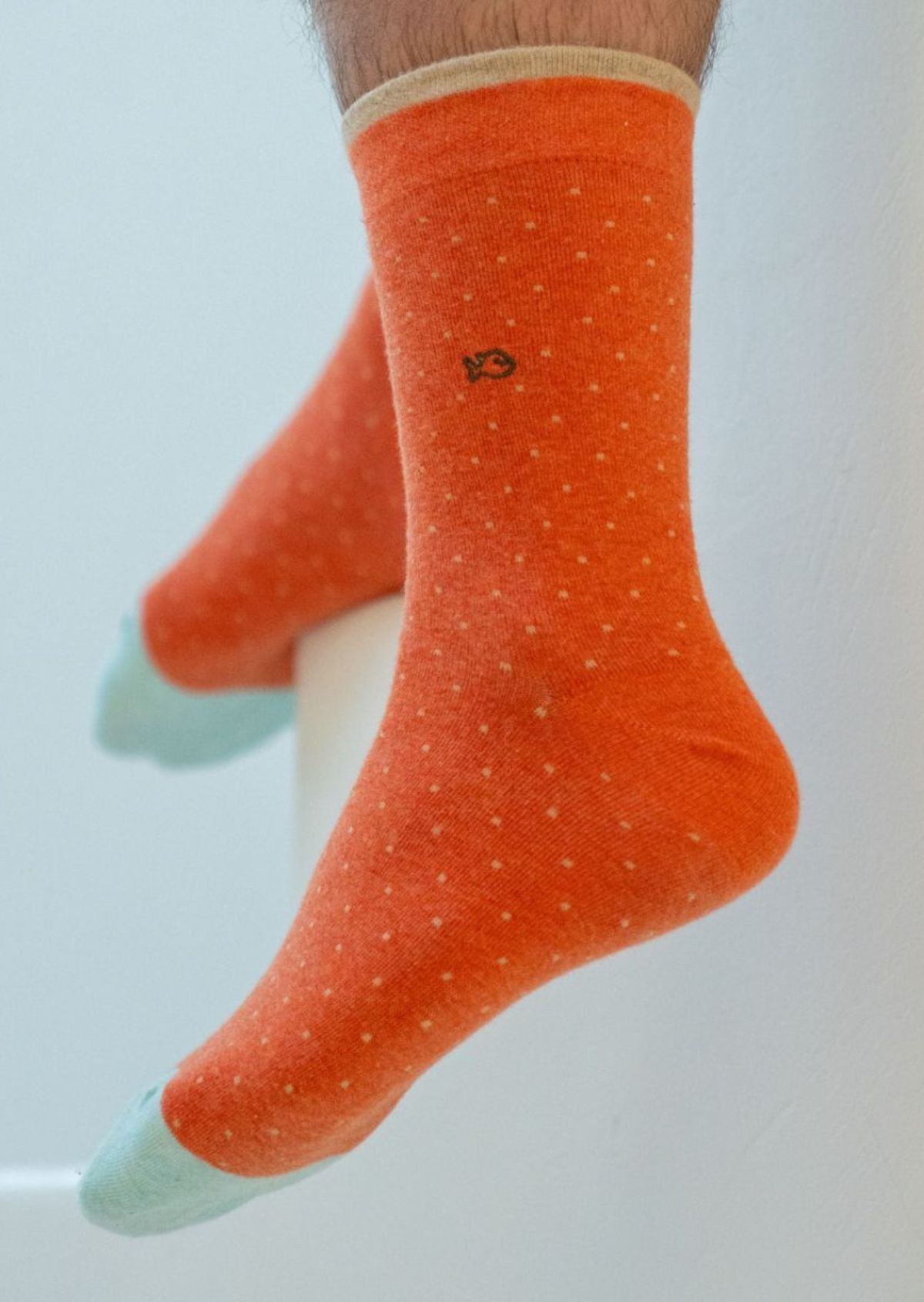 Combed cotton socks with polka dots BILLYBELT Orange