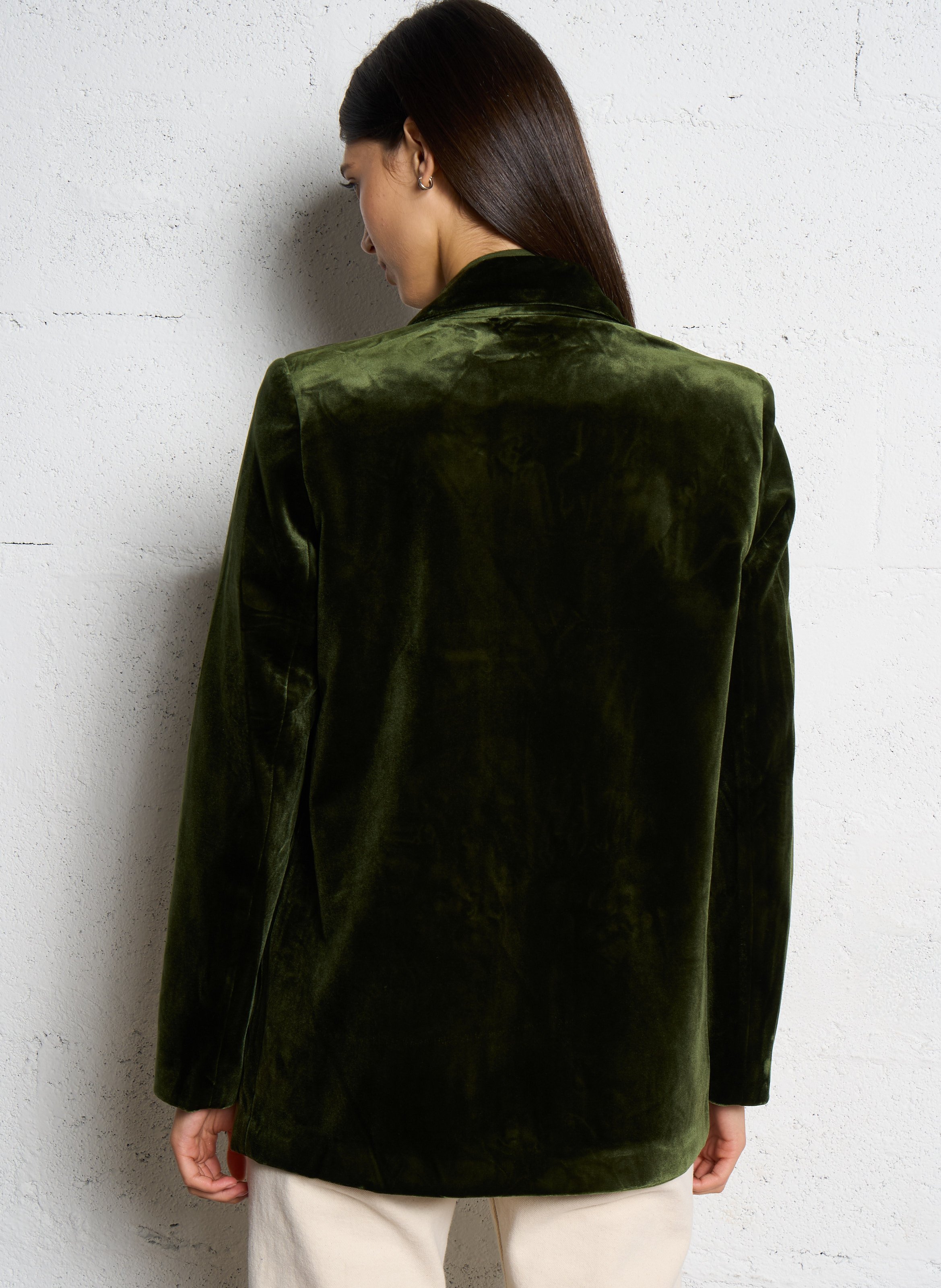 Straight-cut velvet-look jacket SEE U SOON Khaki