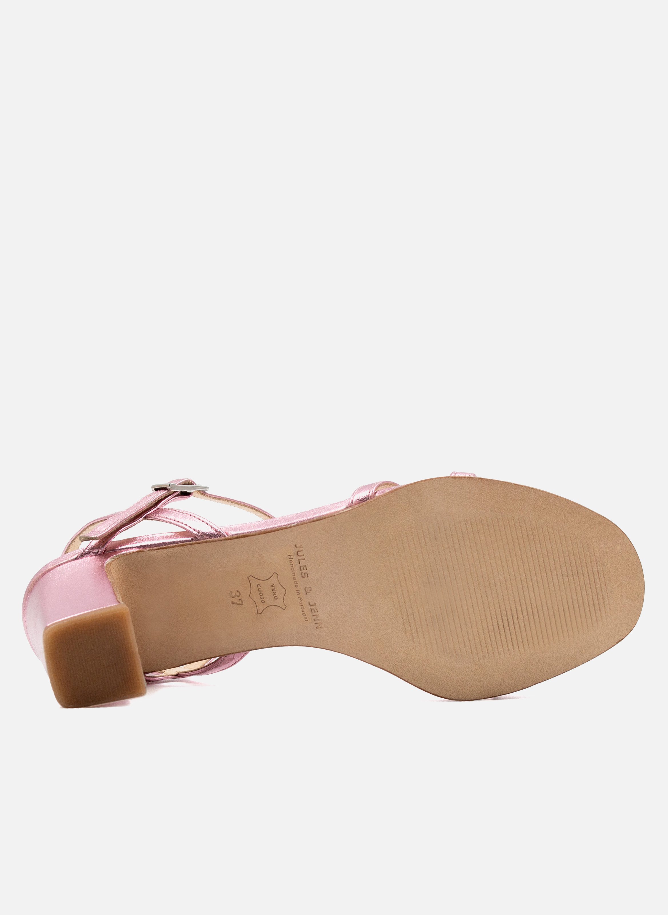 Strappy metallic leather heels JULES & JENN Pink