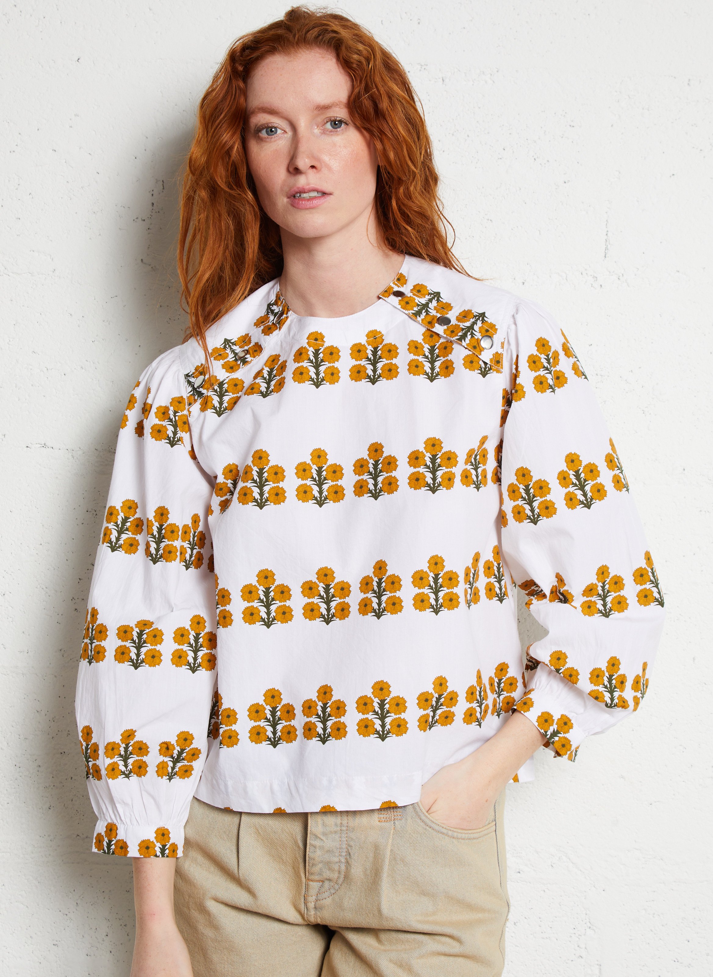 Blouse droite imprimé en coton THE TINY BIG SISTER Blanc