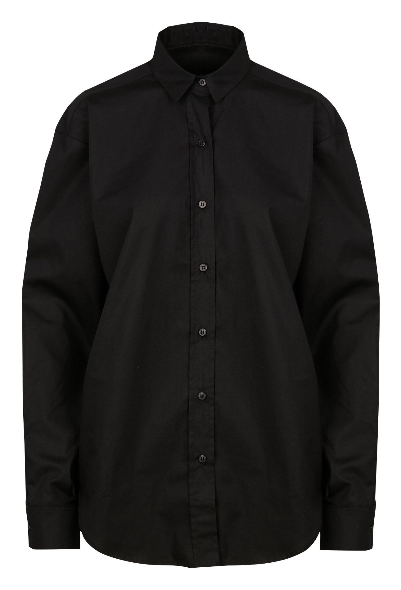 Ruimvallende, katoenen blouse met klassieke kraag ACQUAVERDE Zwart