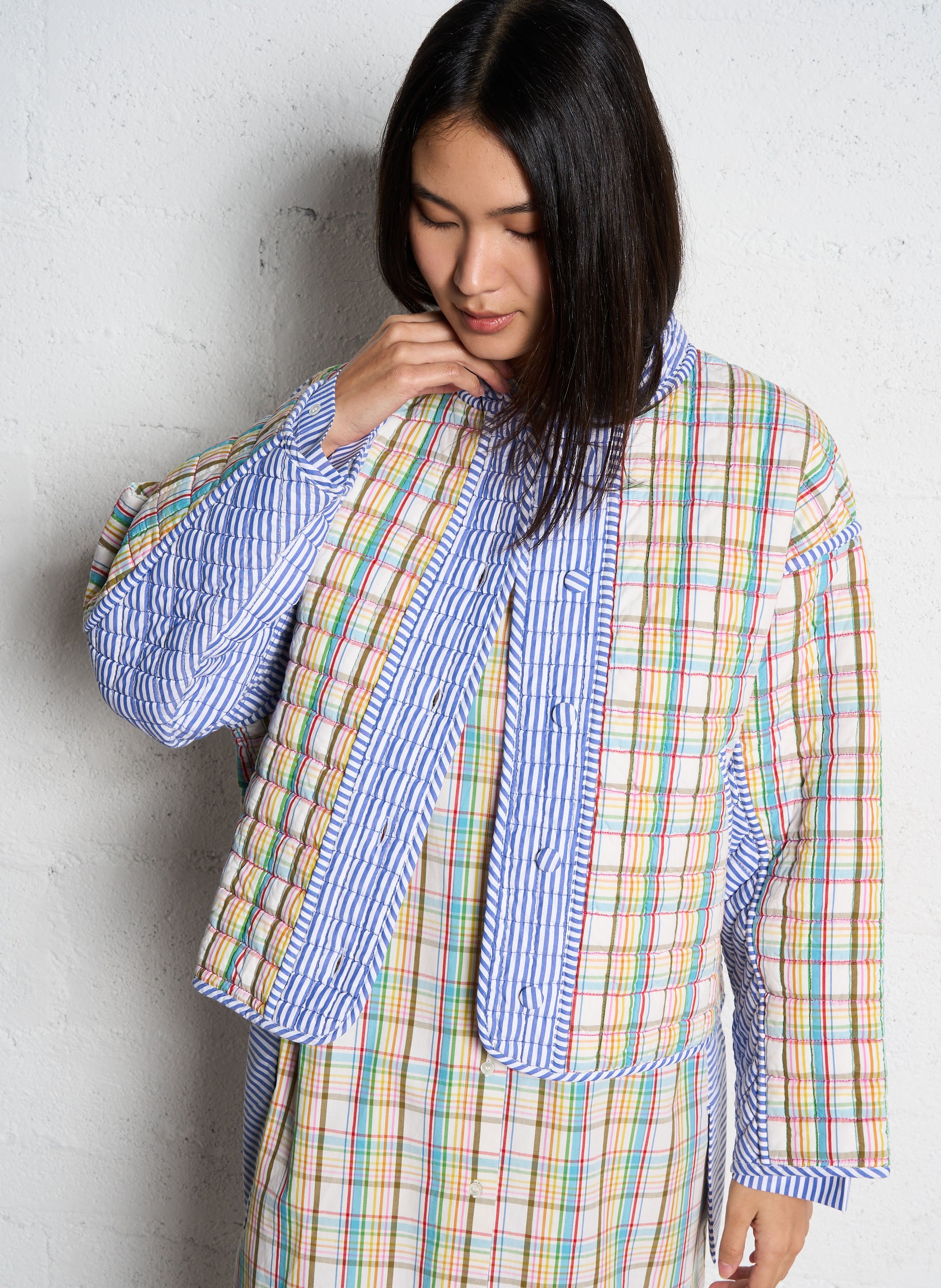 Quilted patchwork cotton jacket V DE VINSTER Blue