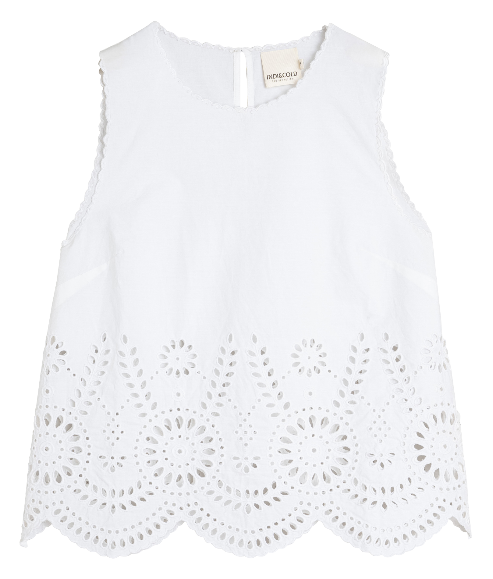 Embroidered cotton tank top INDI & COLD White