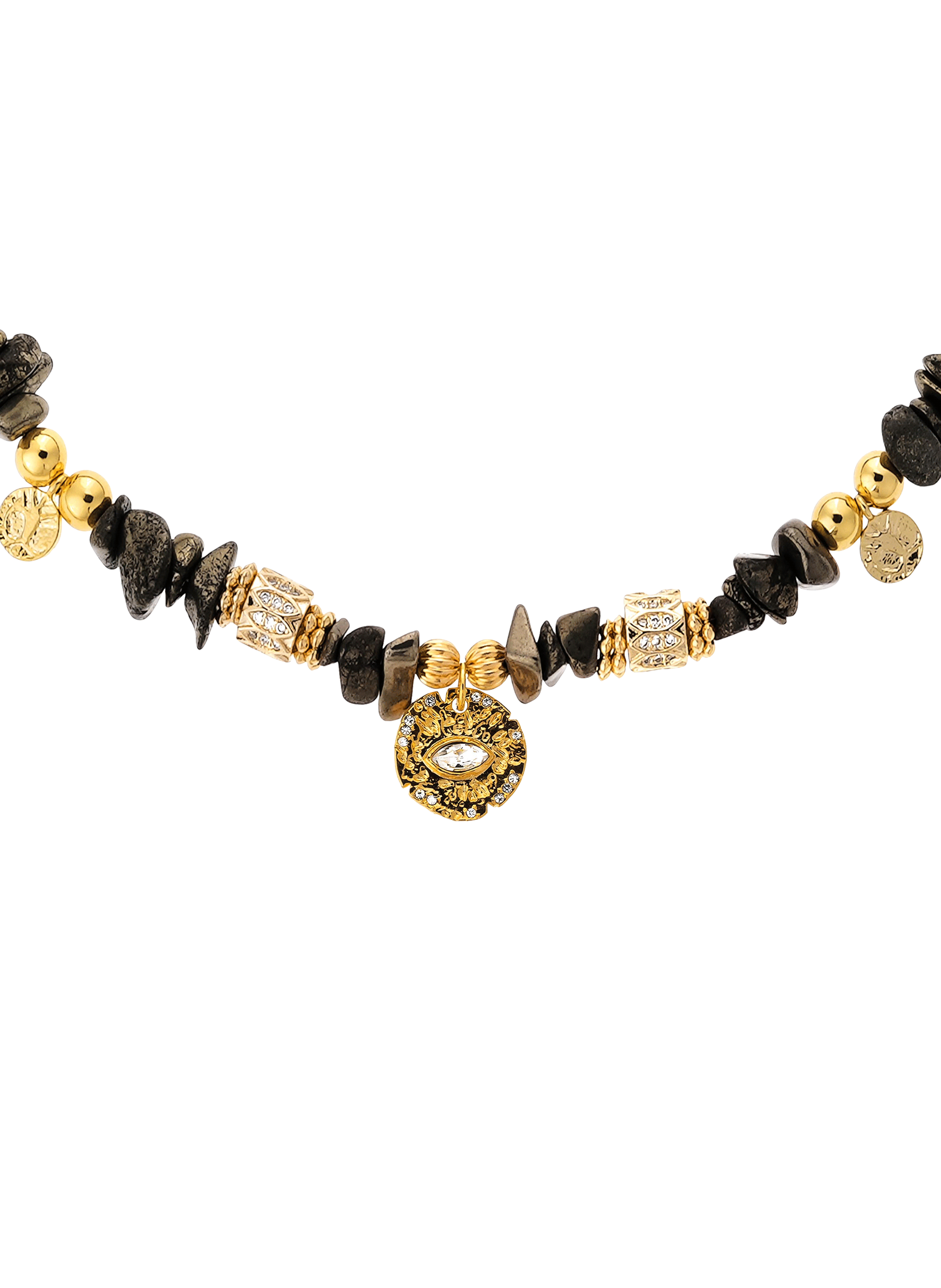 Necklace with resin stones and charm HIPANEMA Black