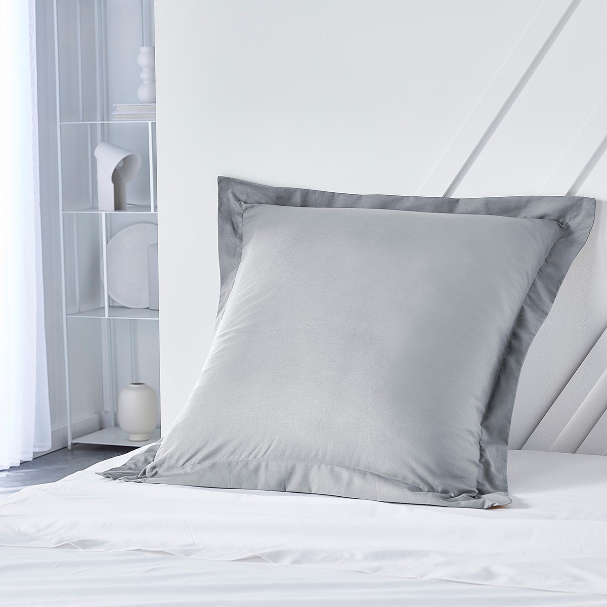 Cotton pillowcase with flounce TODAY LINGE DE MAISON Grey