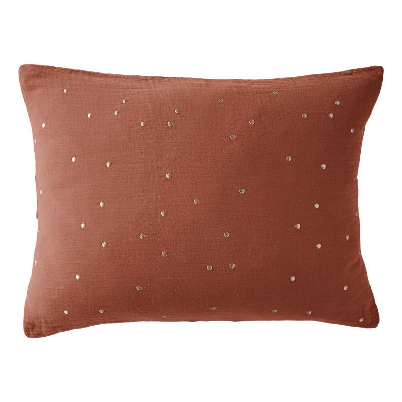 Cotton percale pillow case L'EFFET PAPILLON Red