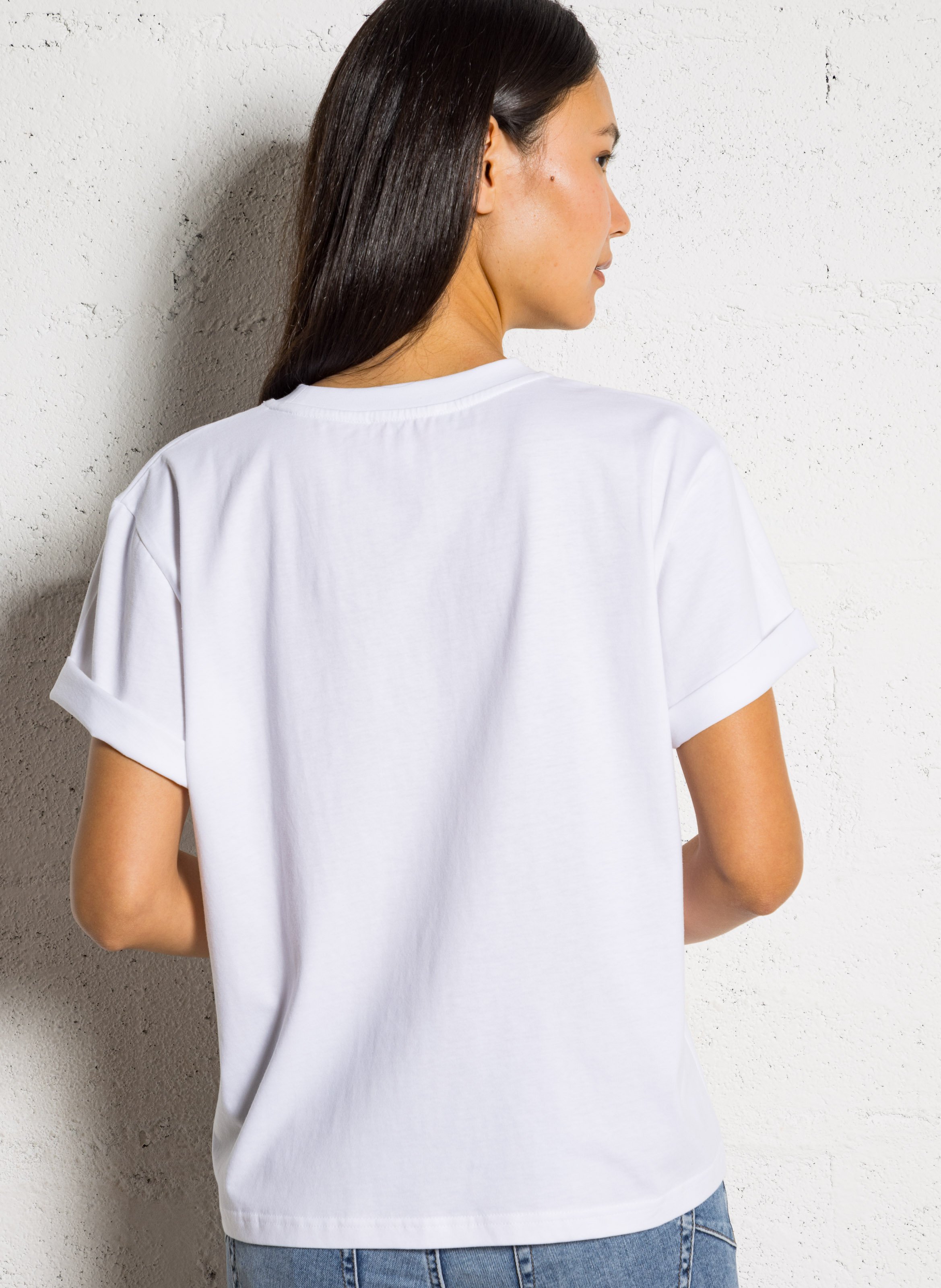 Printed straight cotton t-shirt ELISE CHALMIN White
