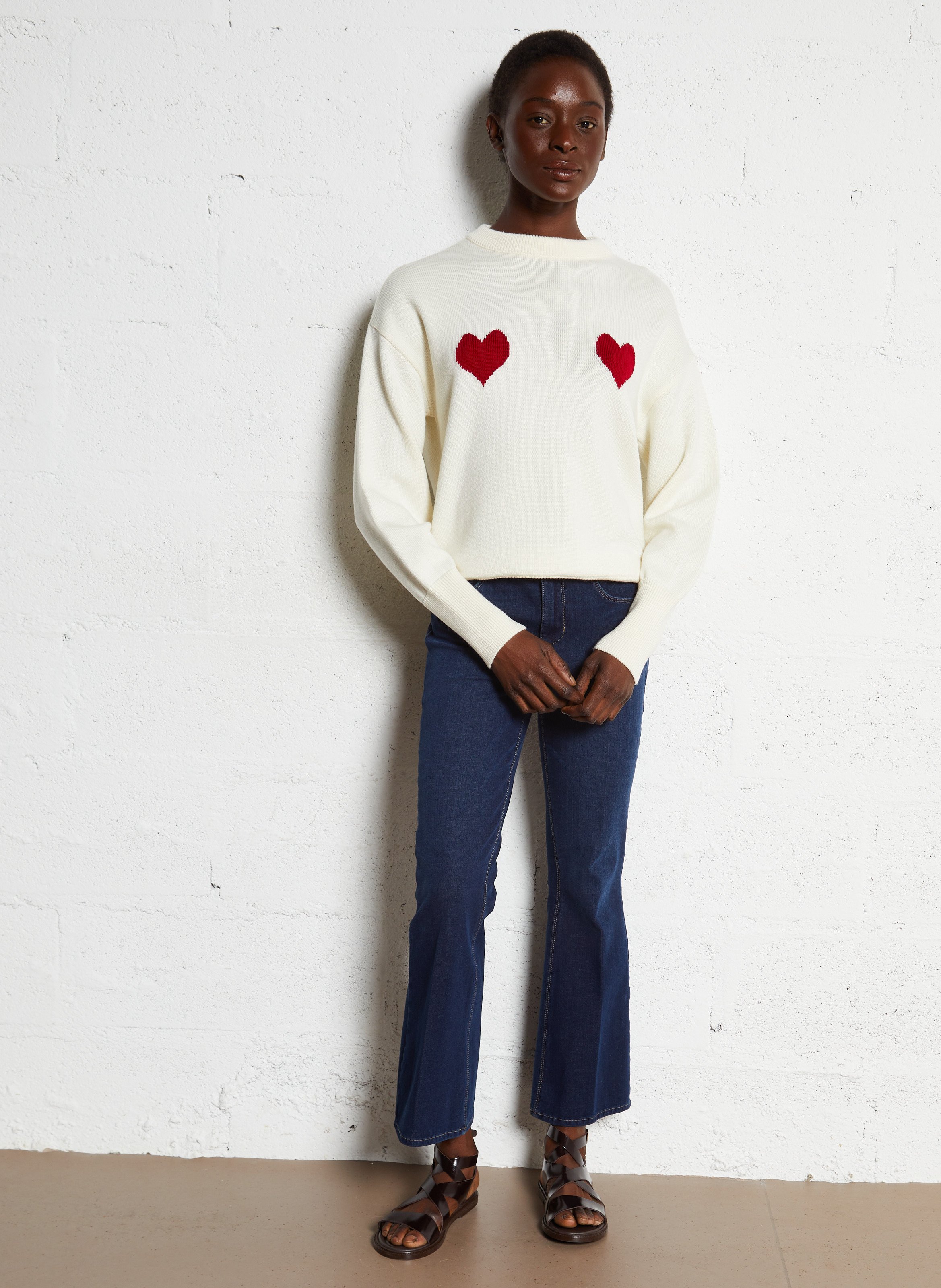 Gestreepte wollen trui ELISE CHALMIN Wit