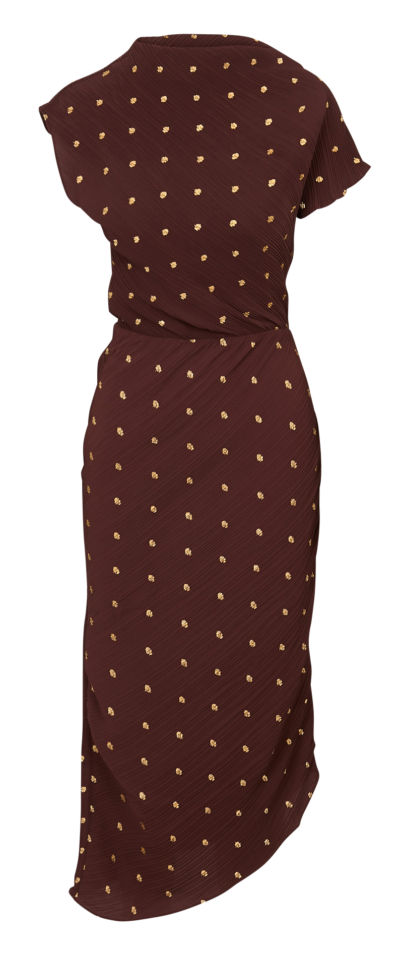Robe midi asymétrique plissée NEVER FULLY DRESSED Marron