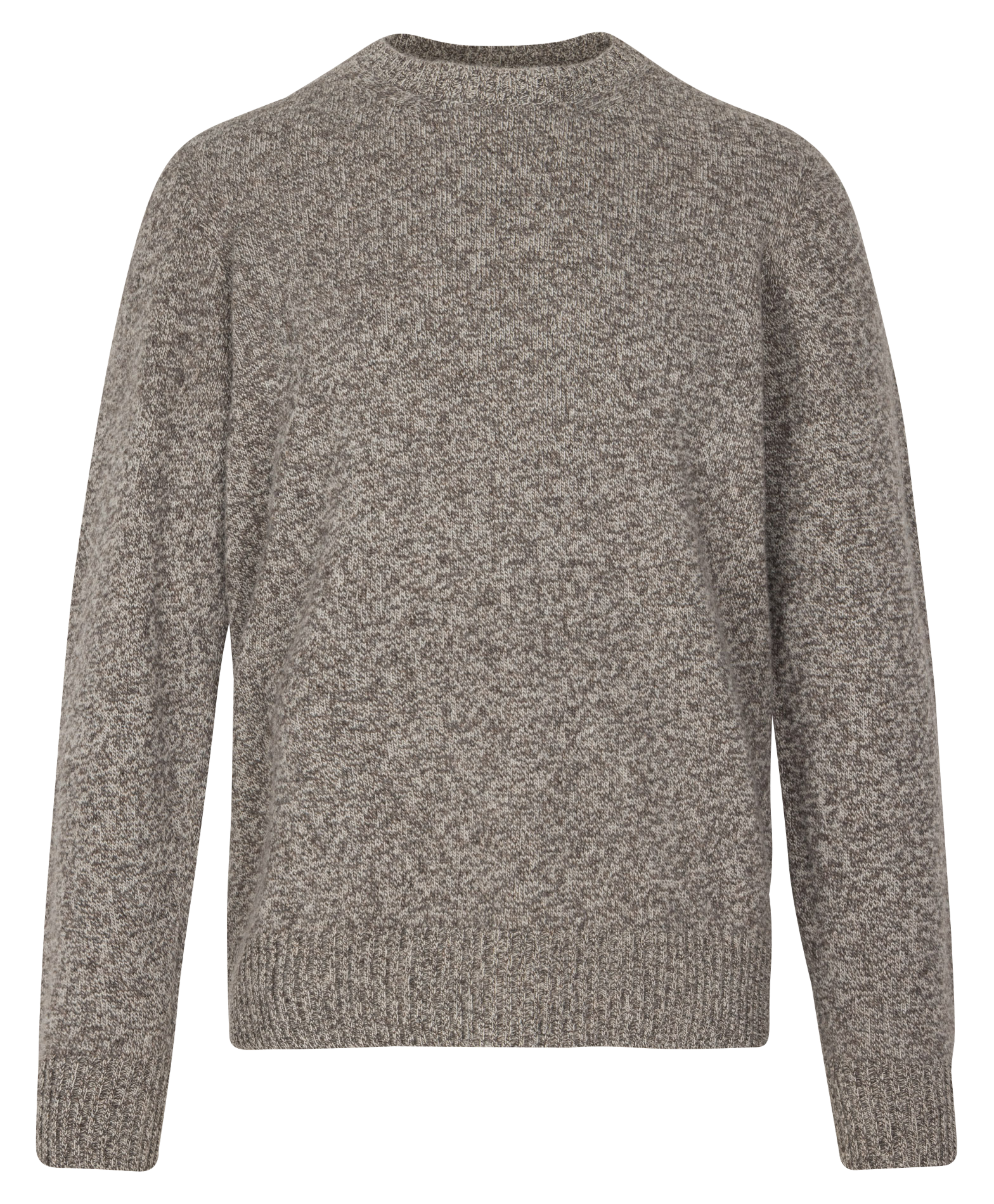 Pull droit col rond jacquard en laine HARTFORD Marron